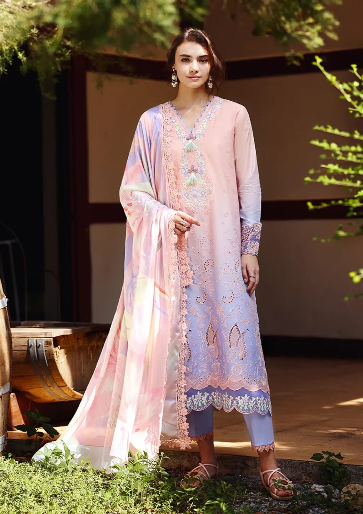 Mushq Solace Ombre Chikankari'26 D-01 Morning Veil