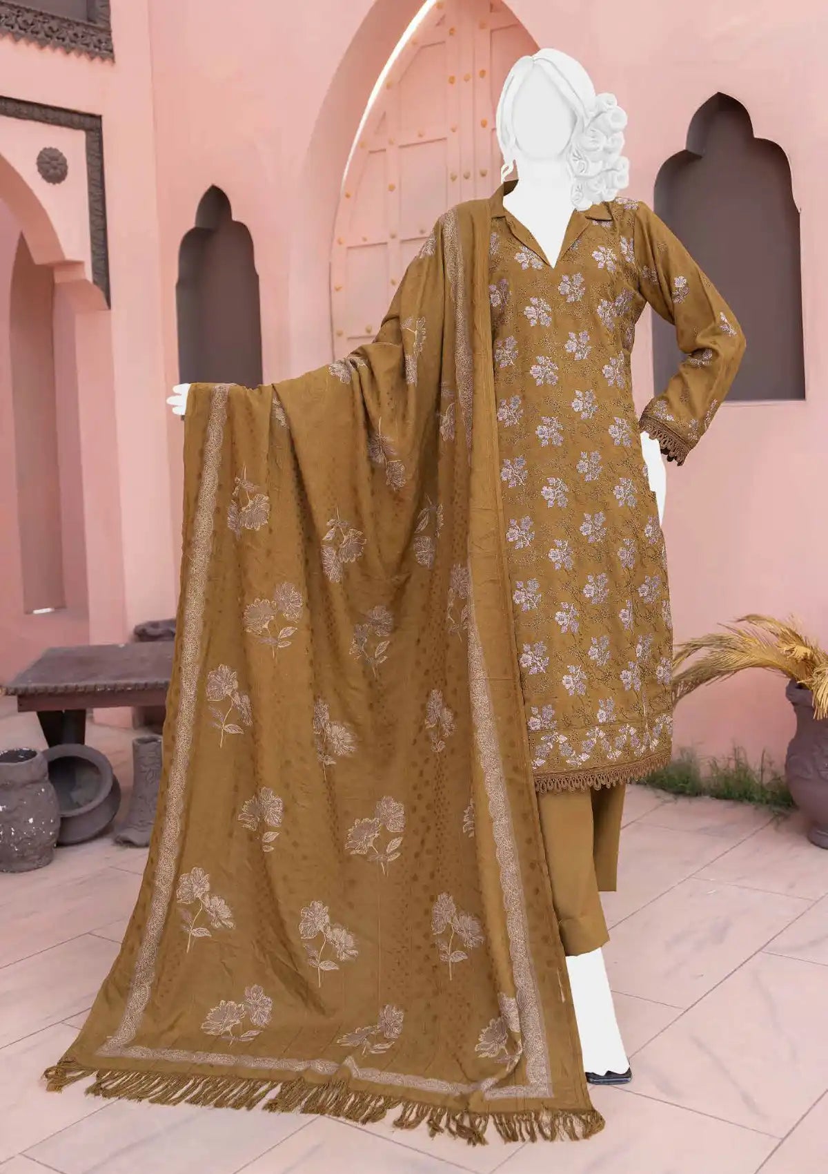 Nayab Emb Wool Shawl'24 D-03