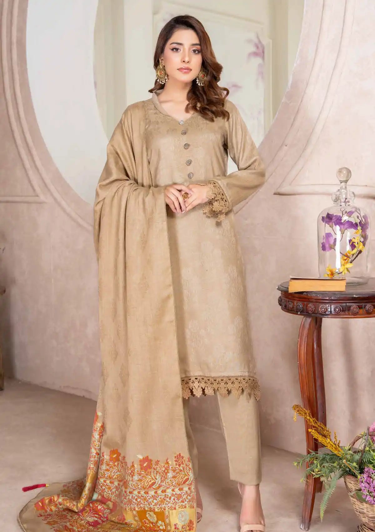 Nikhar By Riaz Arts Premium Peach'24 D-01