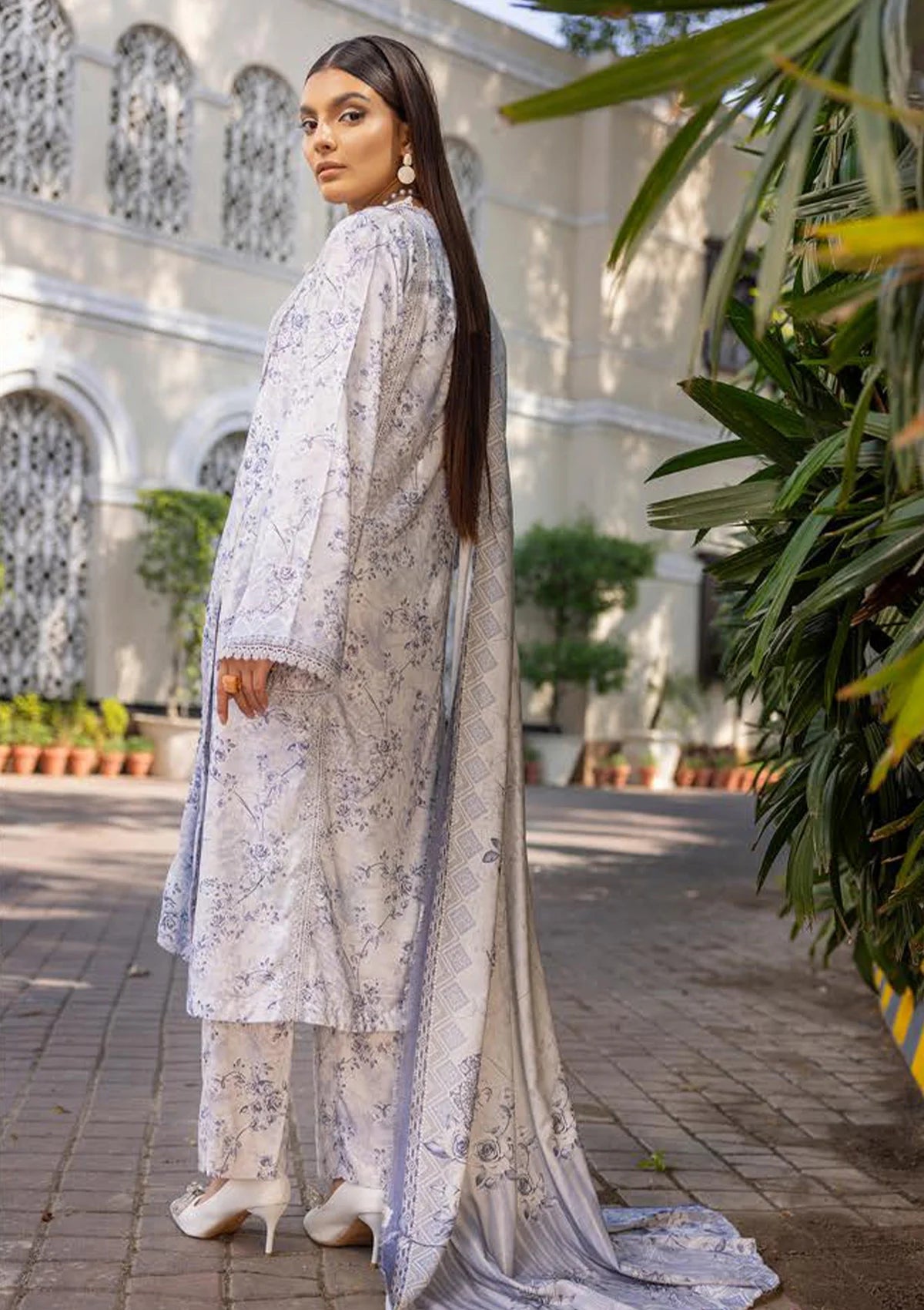 Nur Pastels Printed Slub Linen'23 P-01 - Mohsin Saeed Fabrics