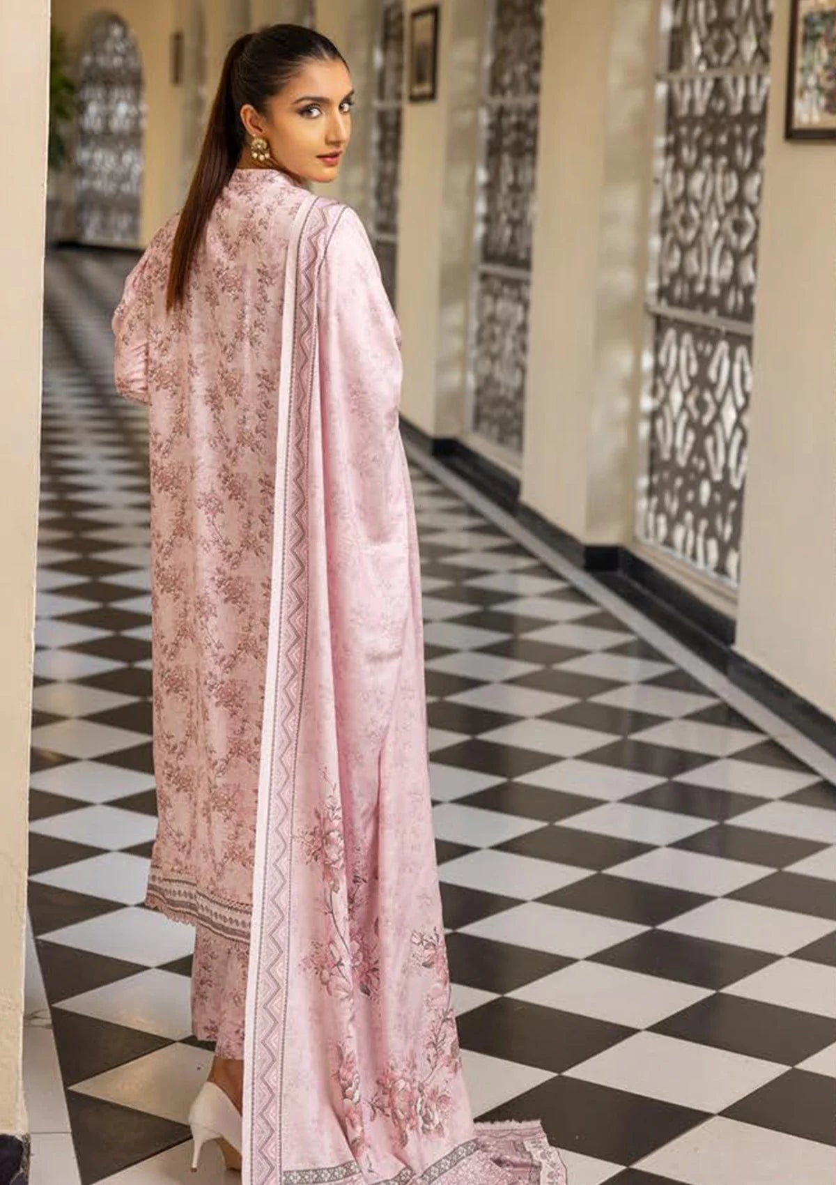 Nur Pastels Printed Slub Linen'23 P-03 - Mohsin Saeed Fabrics