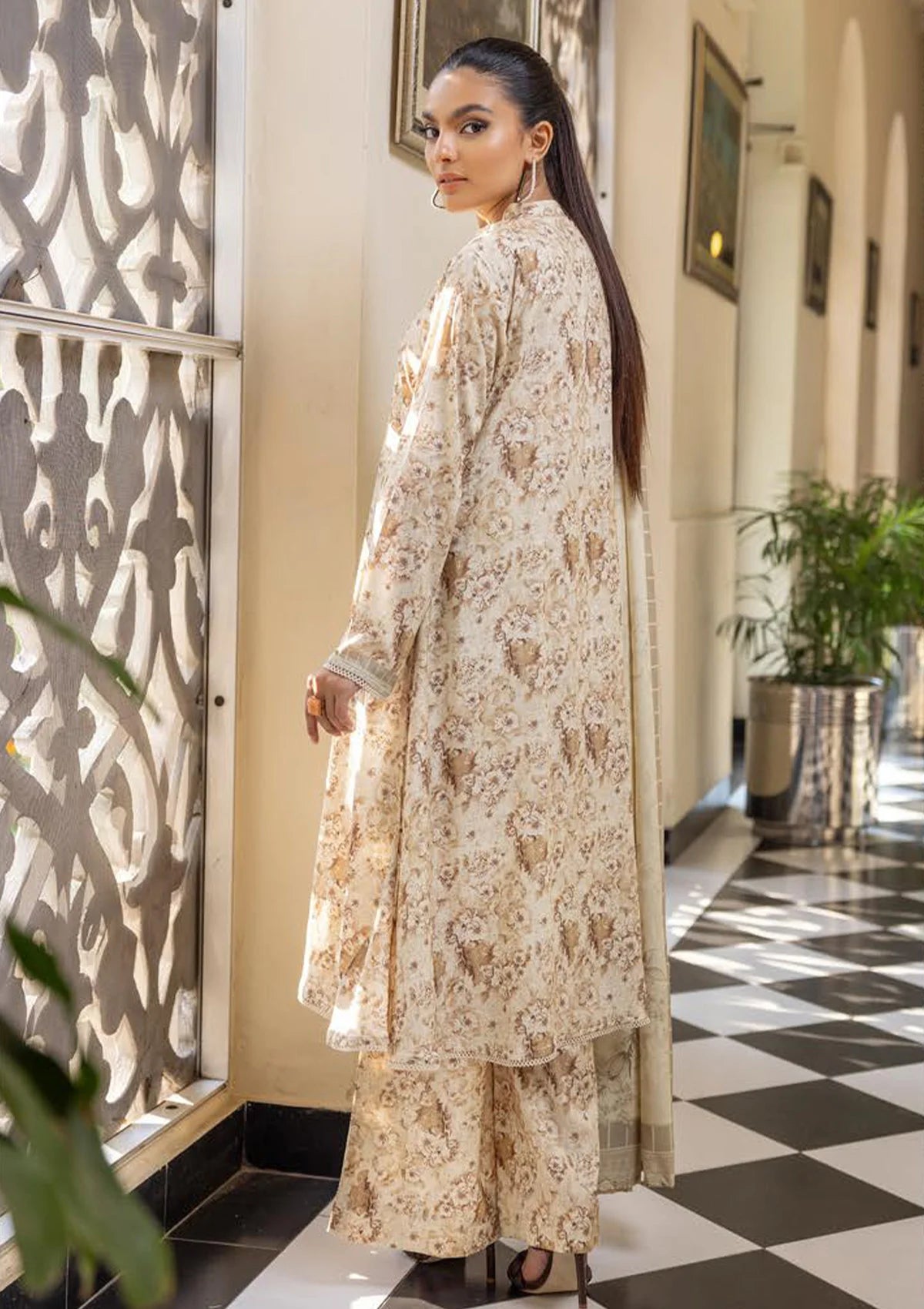 Nur Pastels Printed Slub Linen'23 P-04 - Mohsin Saeed Fabrics