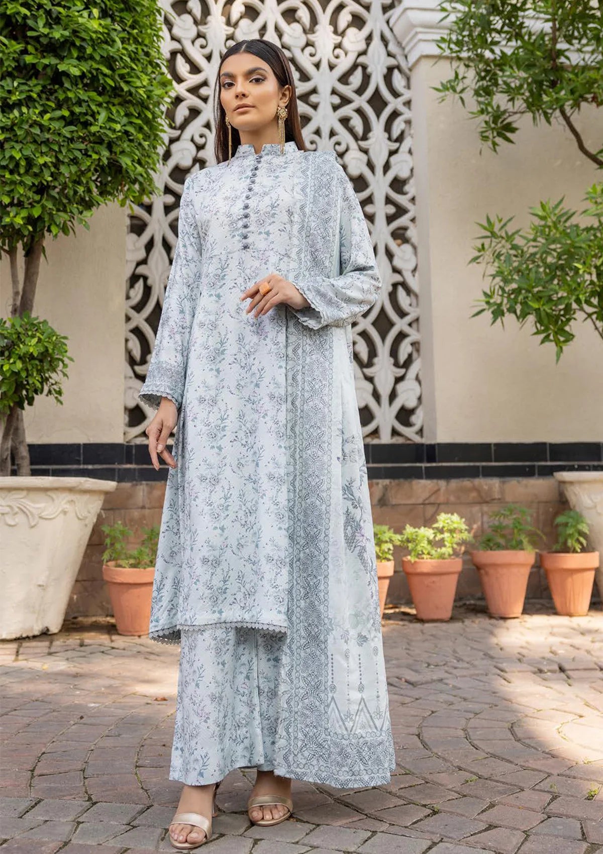 Nur Pastels Printed Slub Linen'23 P-05 - Mohsin Saeed Fabrics