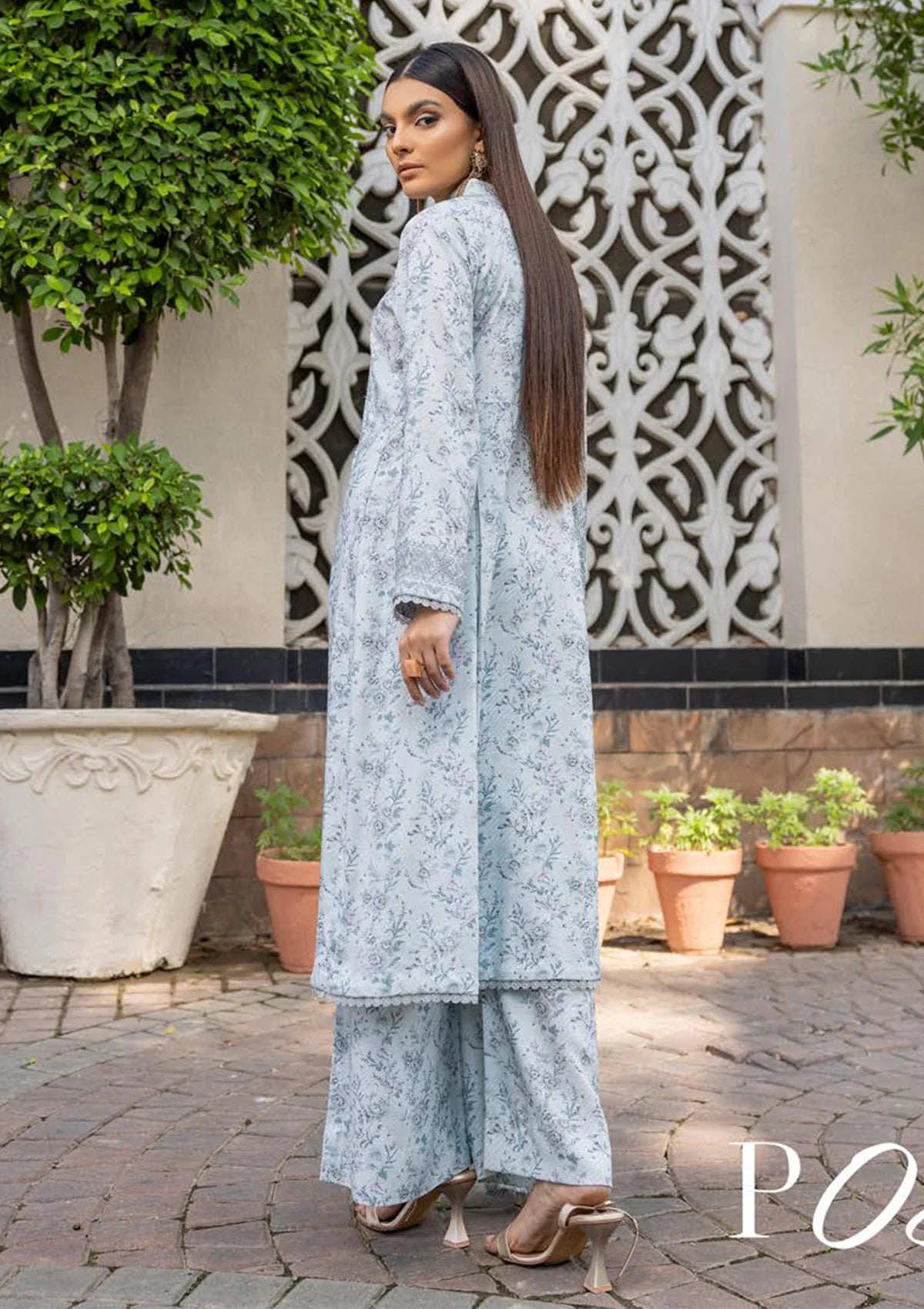 Nur Pastels Printed Slub Linen'23 P-05 - Mohsin Saeed Fabrics