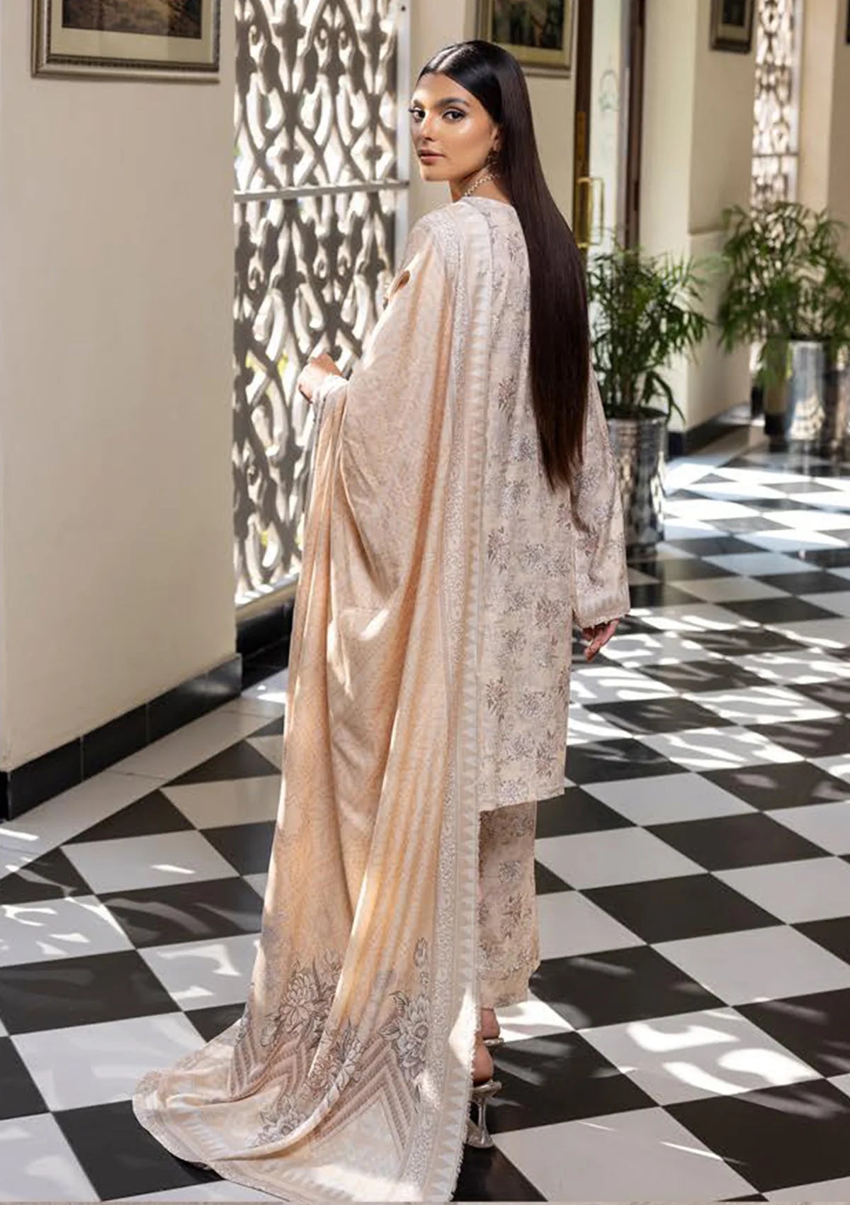 Nur Pastels Printed Slub Linen'23 P-06 - Mohsin Saeed Fabrics