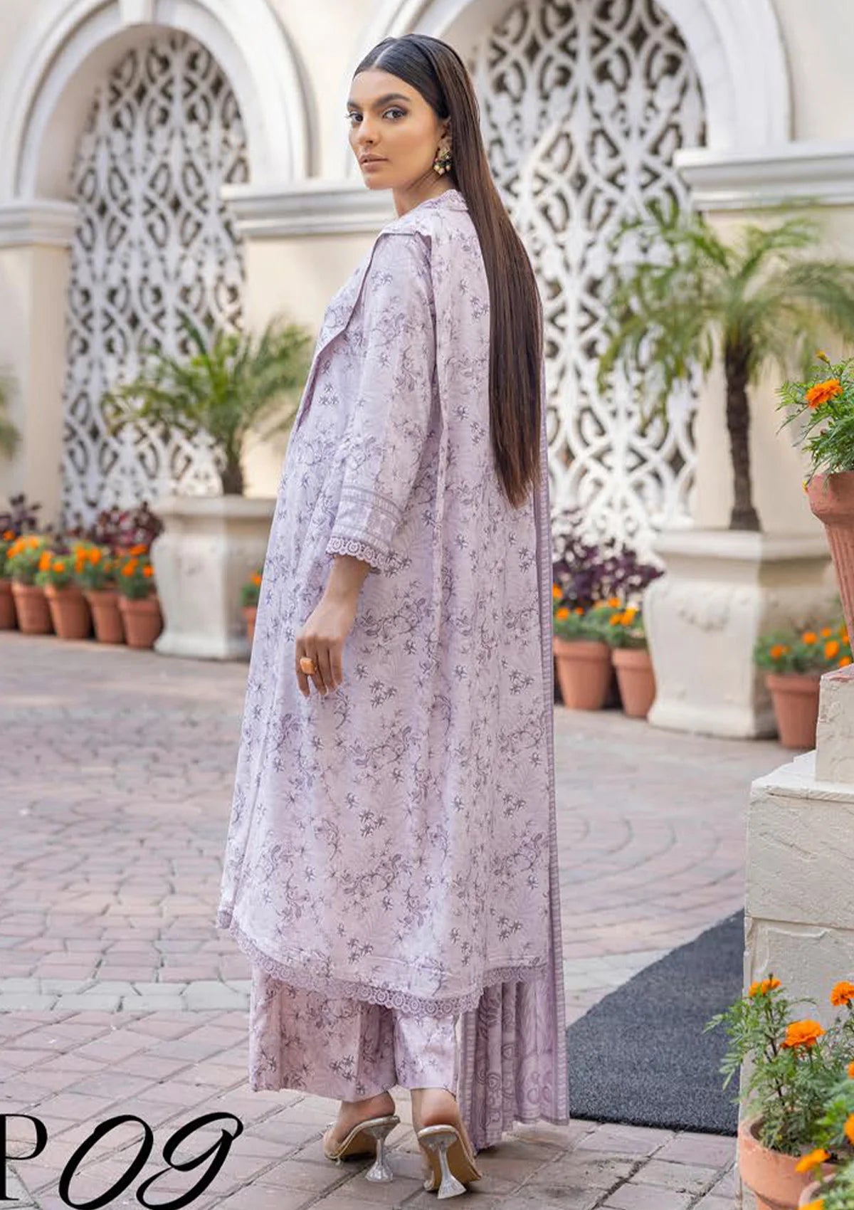 Nur Pastels Printed Slub Linen'23 P-09 - Mohsin Saeed Fabrics
