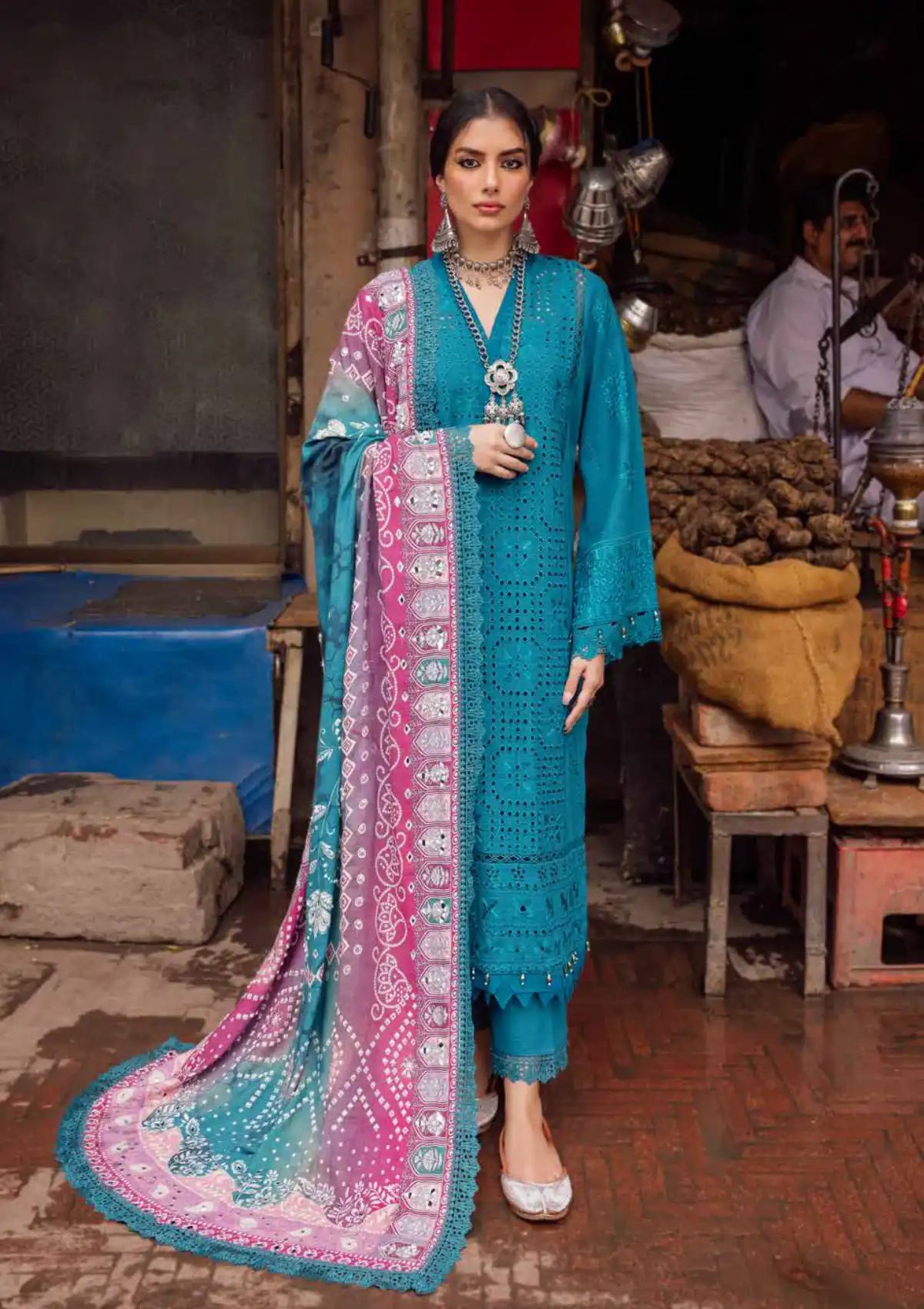 Nureh Bazaar Emb Chikankari Khaddar'23 NE-47 - Mohsin Saeed Fabrics