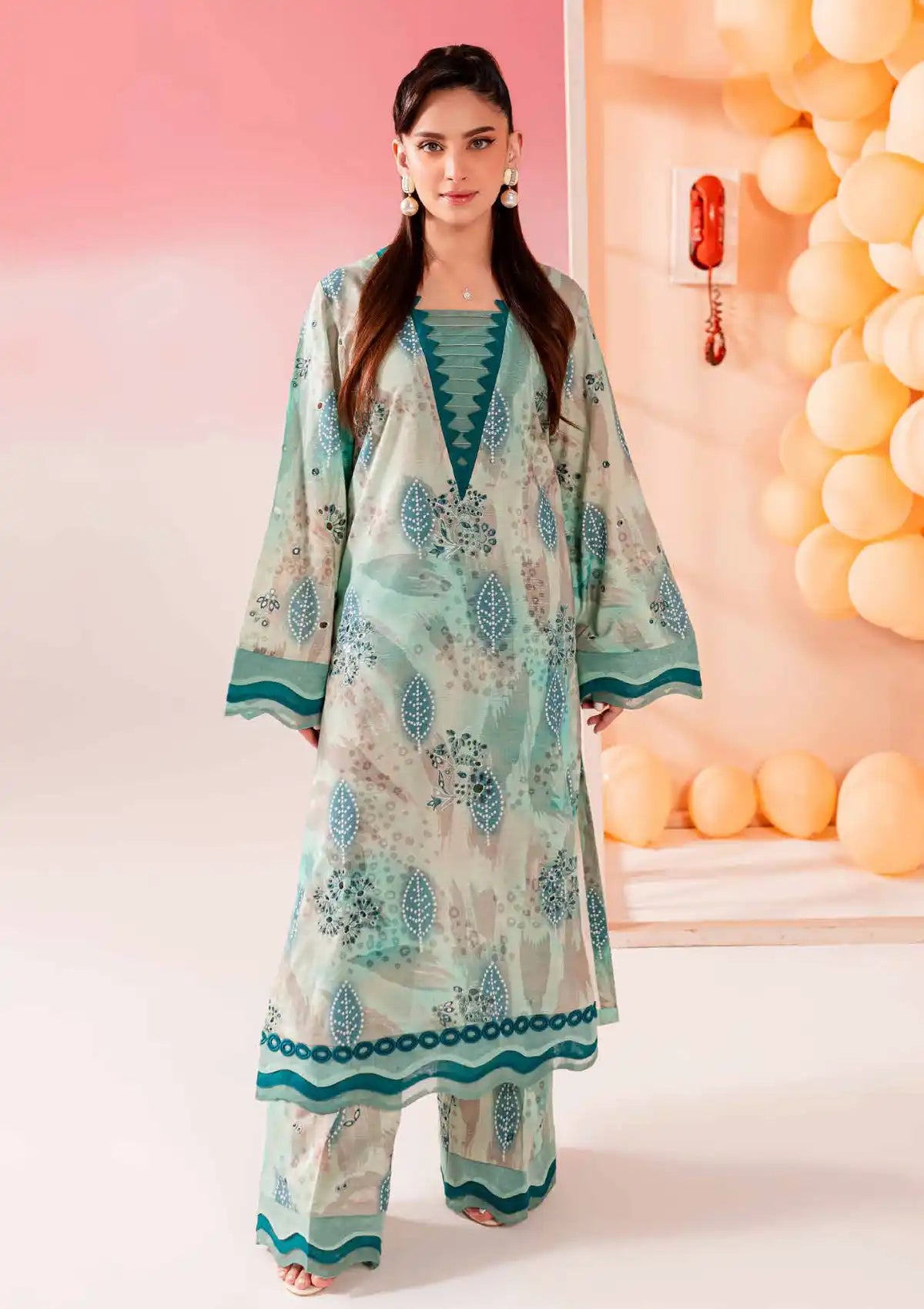 Nureh Ballerina Chikankari Lawn'24 2 Pcs NU2-138 - Mohsin Saeed Fabrics