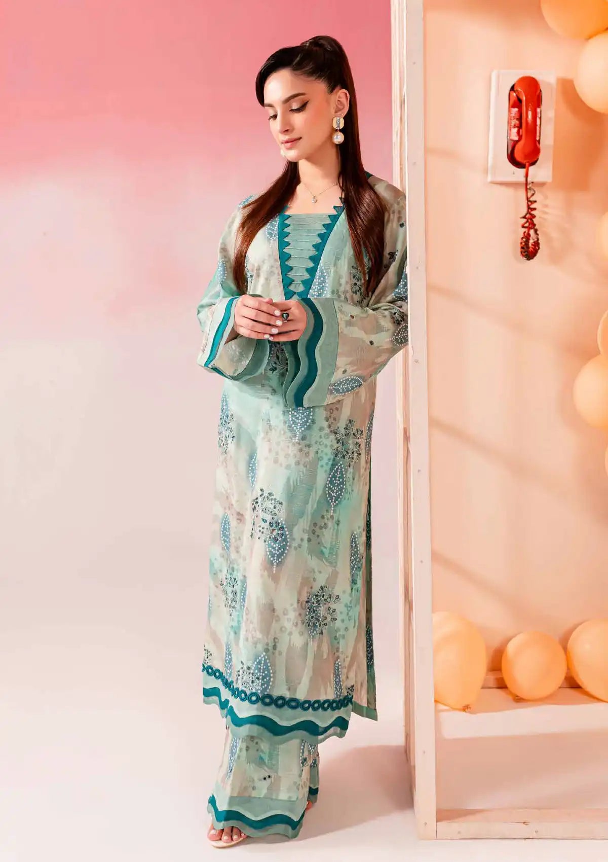 Nureh Ballerina Chikankari Lawn'24 2 Pcs NU2-138 - Mohsin Saeed Fabrics
