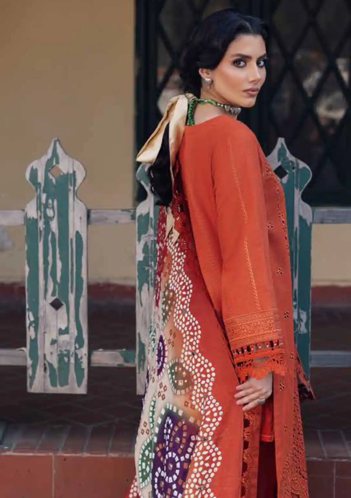 Elegent dress NE-116 from Nureh Bazar Chikankari Khaddar'24 collection. 