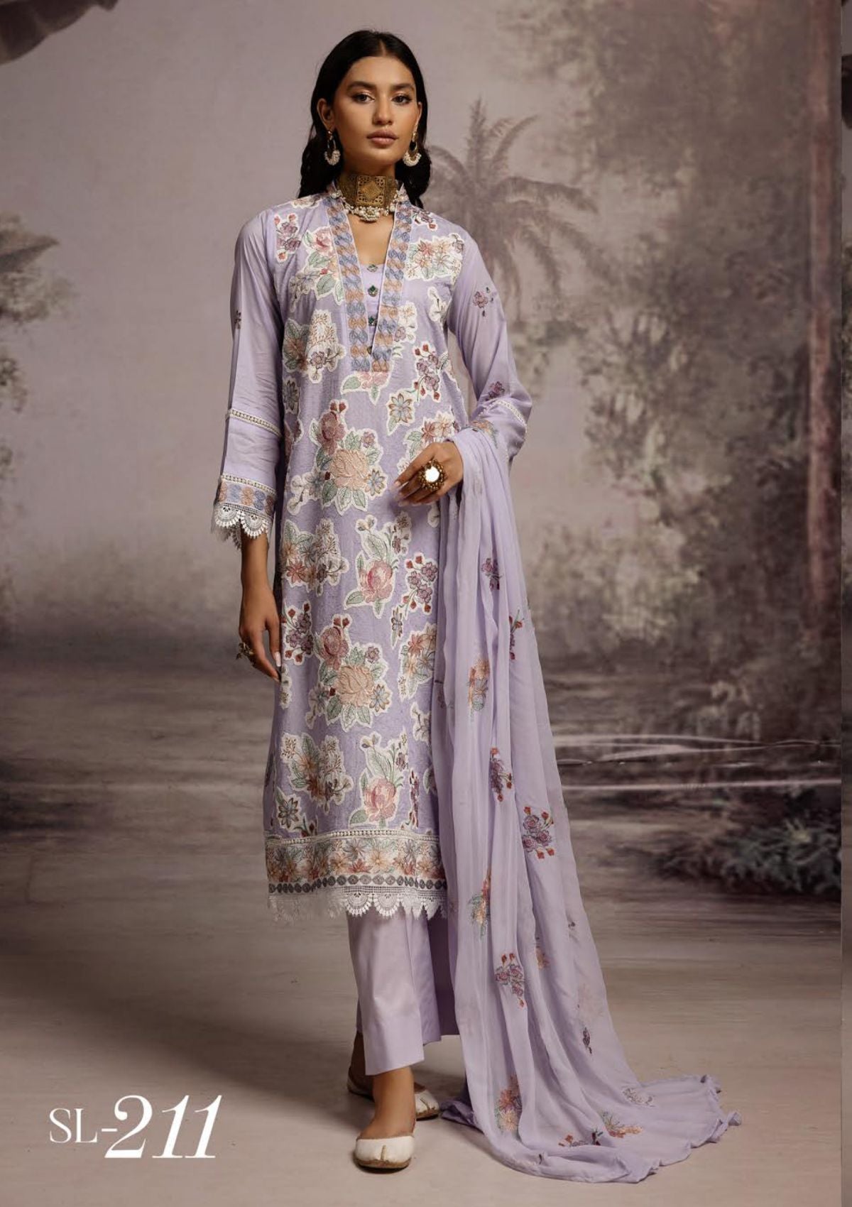 Omnia Signature Lawn By Khoobsurat'23 SL-211 - Mohsin Saeed Fabrics