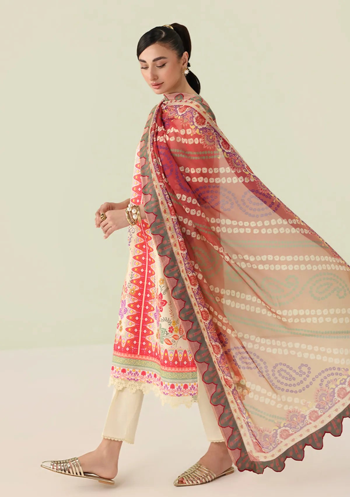 Roheenaz Rosette Lawn'26 D-65A Pastel Symphony