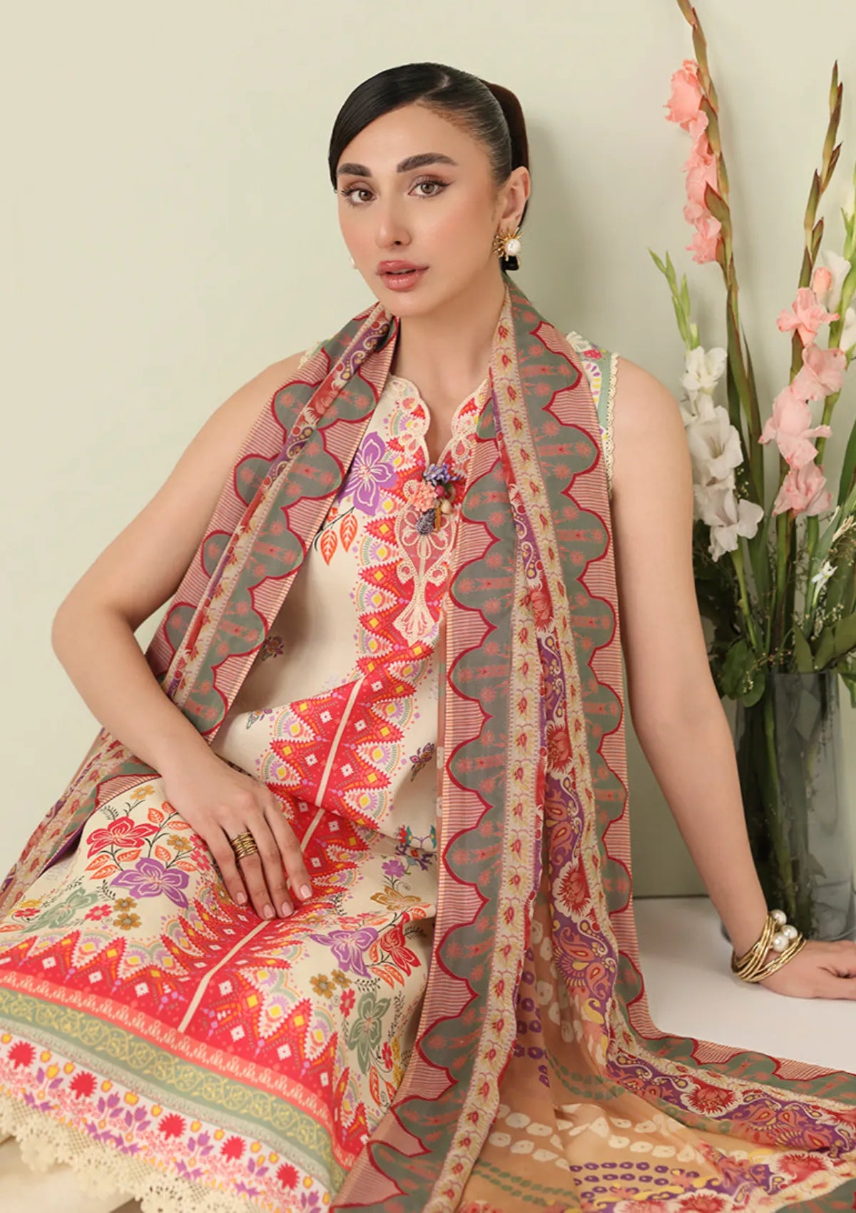 Roheenaz Rosette Lawn'26 D-65A Pastel Symphony