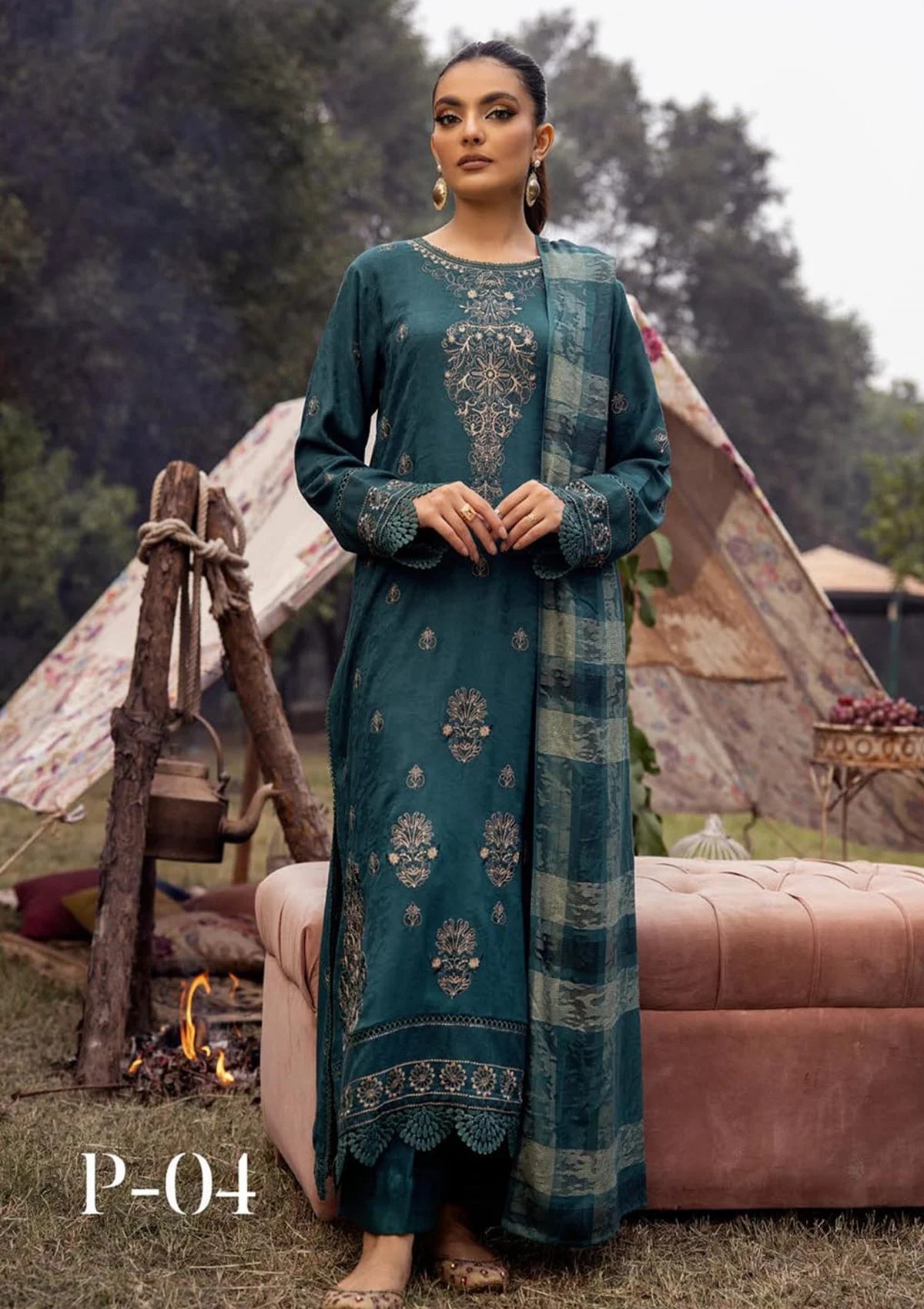 Pehlu By Khoobsurat Emb Slub'23 P-04 - Mohsin Saeed Fabrics