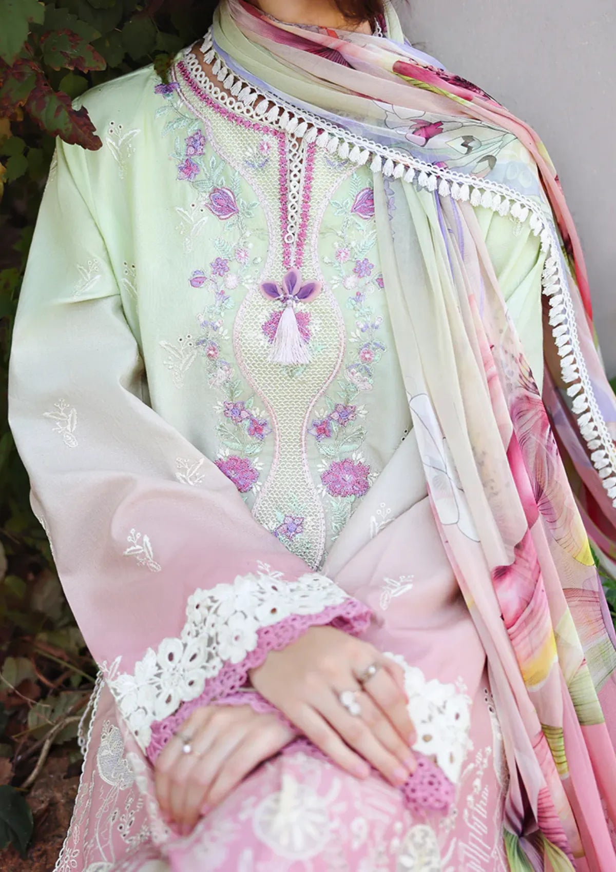 Mushq Solace Ombre Chikankari'26 D-04 Petal Pull