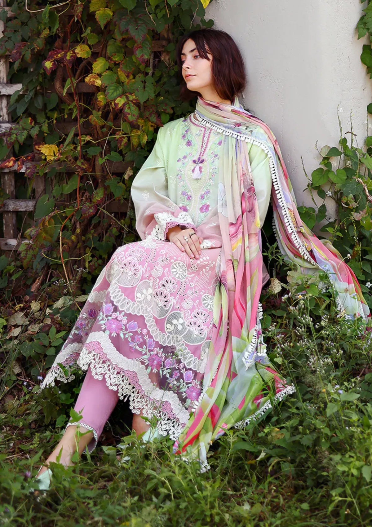 Mushq Solace Ombre Chikankari'26 D-04 Petal Pull