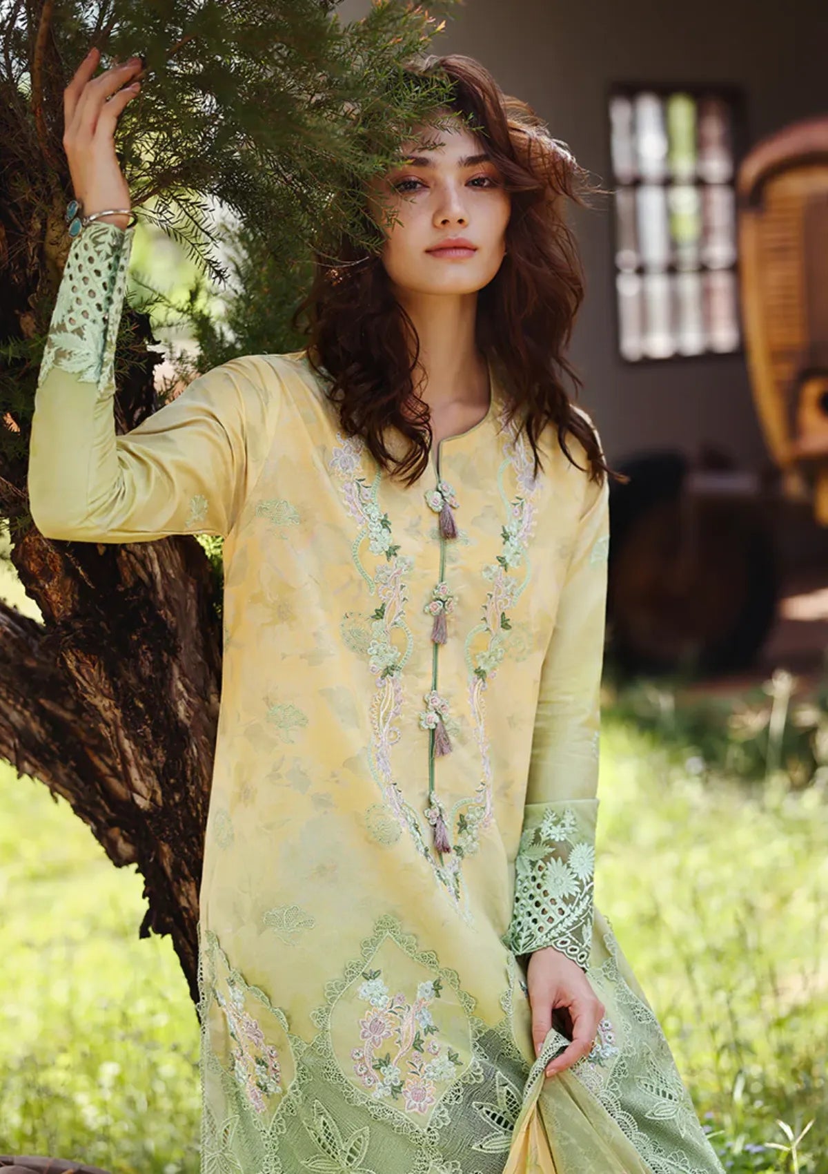 Mushq Solace Ombre Chikankari'26 D-10 Quiet Bloom