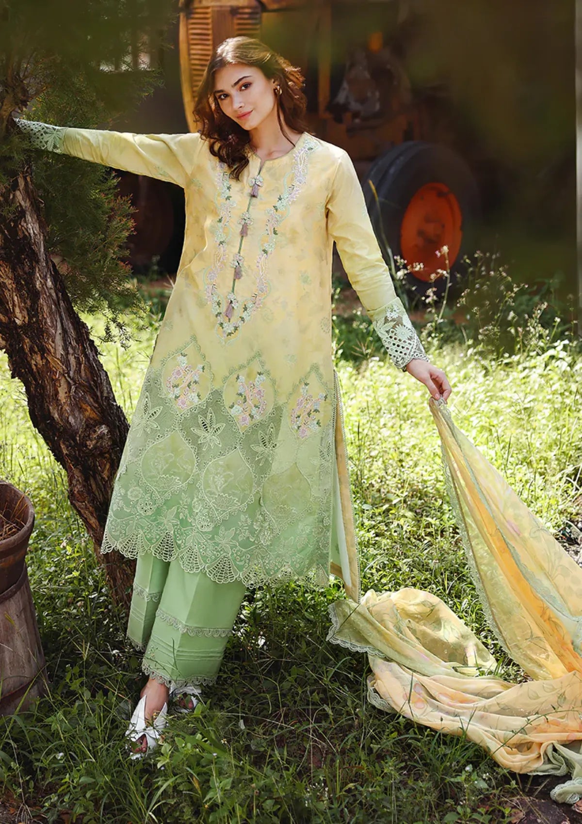 Mushq Solace Ombre Chikankari'26 D-10 Quiet Bloom