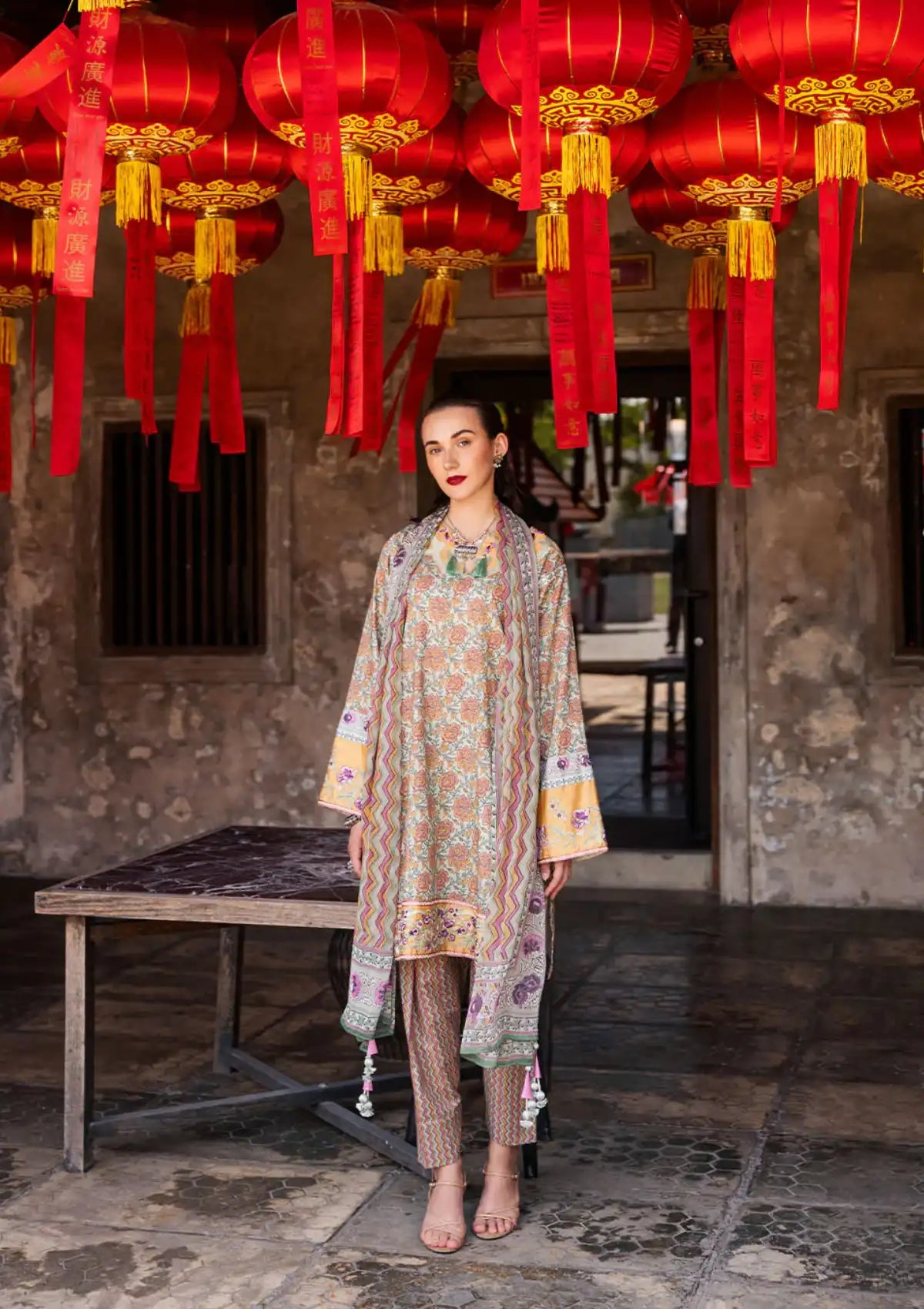 Roheenaz Taneez Block Print'24 RNB-09B-LALEH