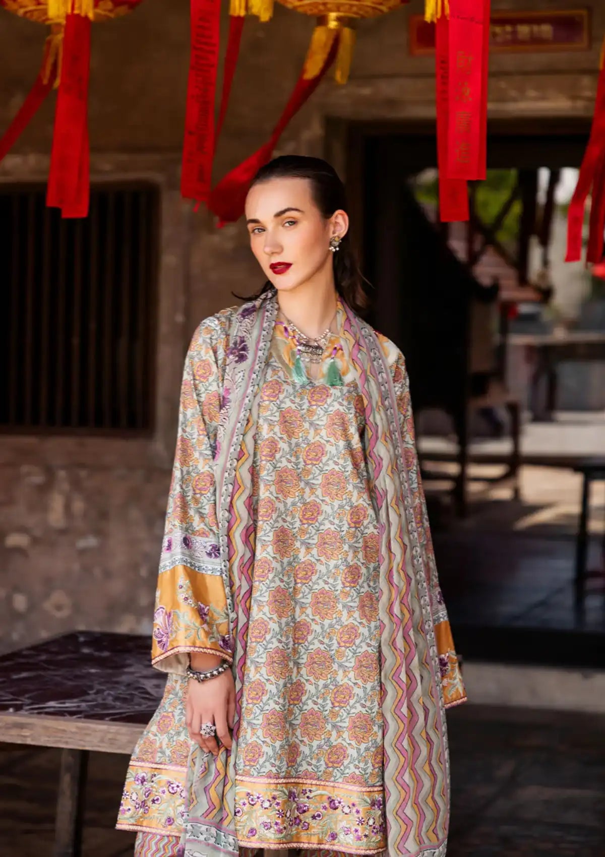 Roheenaz Taneez Block Print'24 RNB-09B-LALEH