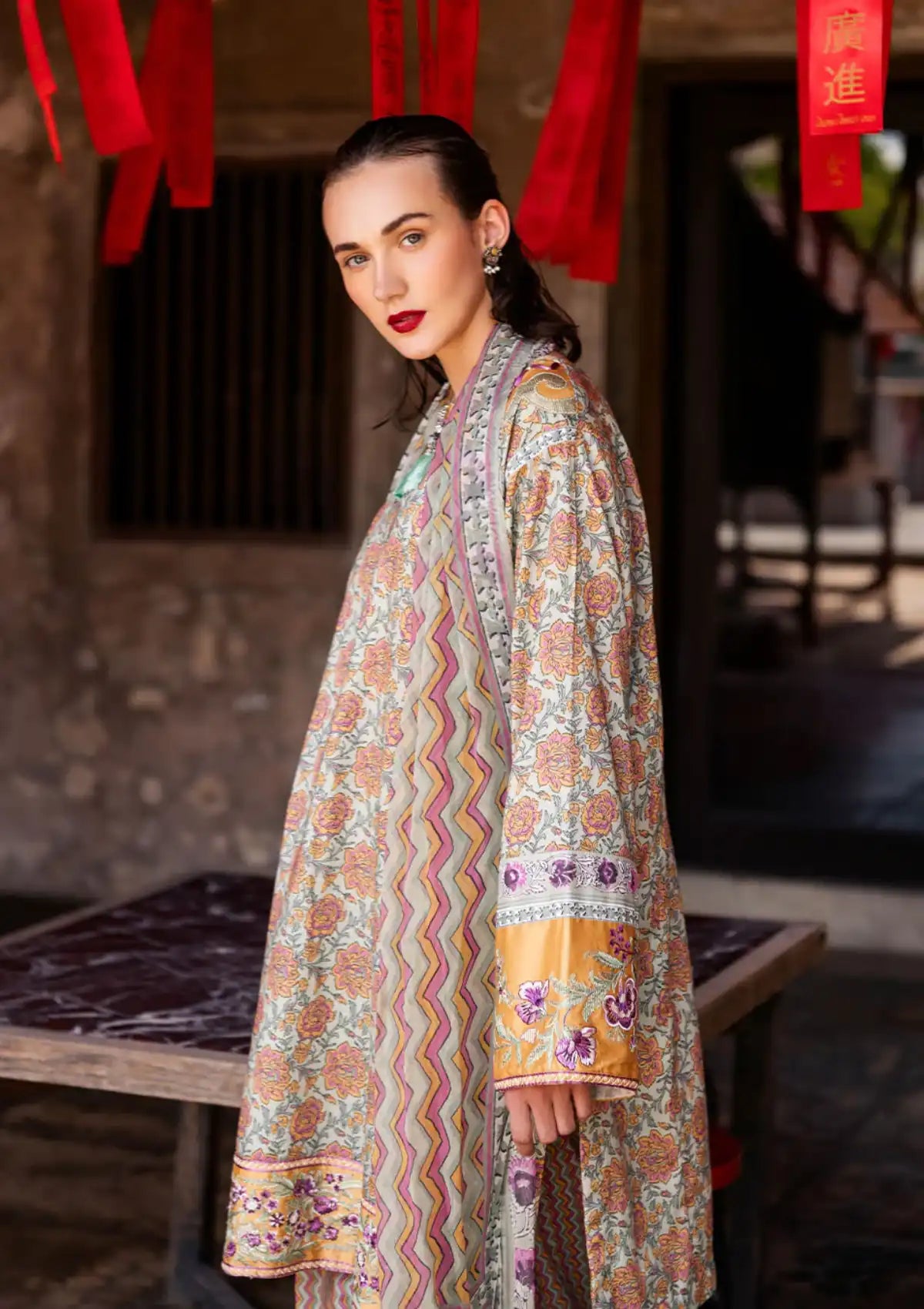 Roheenaz Taneez Block Print'24 RNB-09B-LALEH