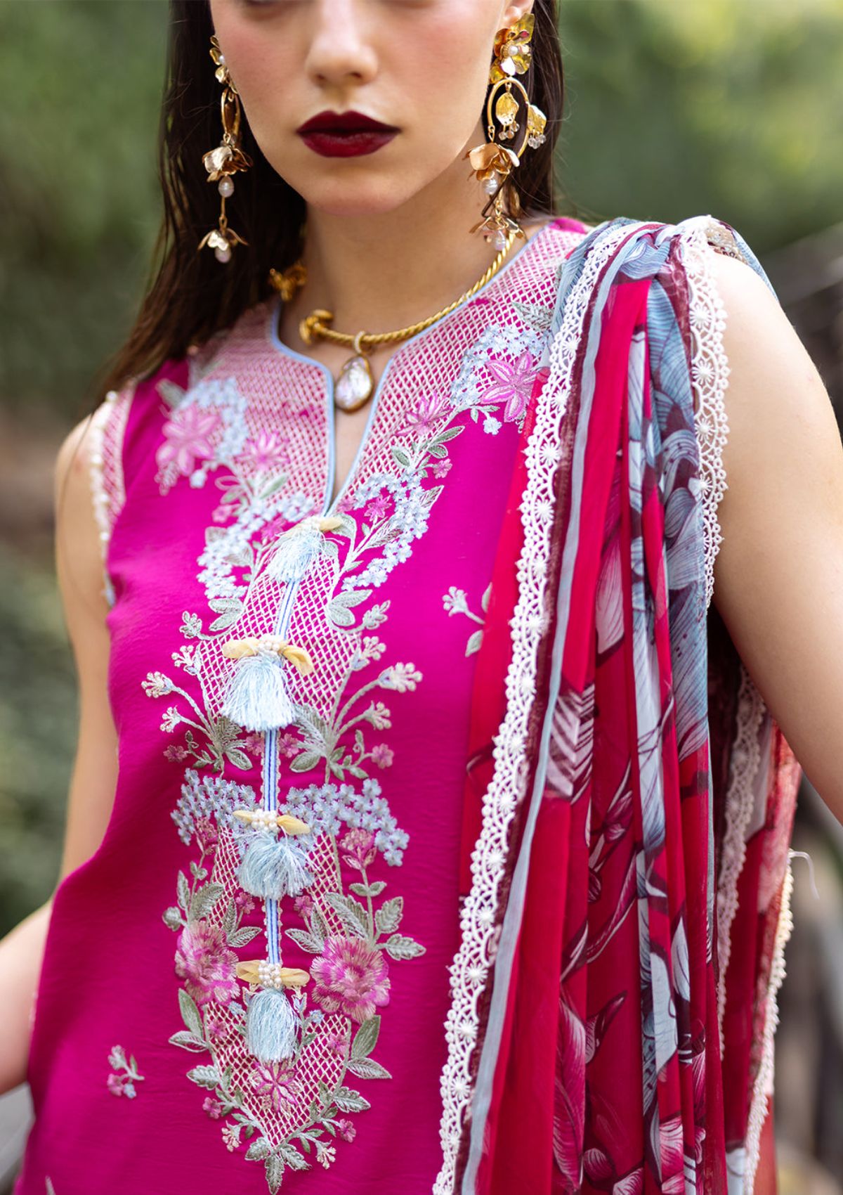Roheenaz Dahlia Emb Lawn'24 Camellia 7B - Mohsin Saeed Fabrics