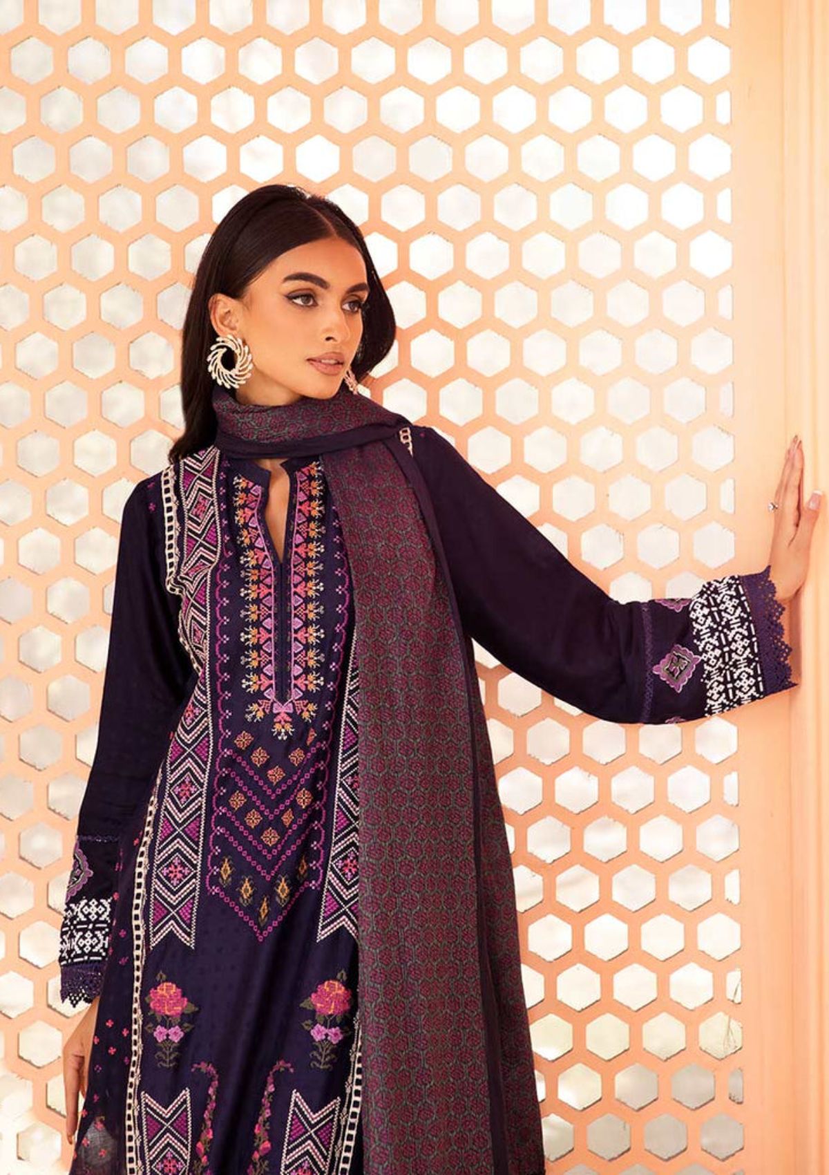 RajBari Premium Festive '23 D-3A is available at Mohsin Saeed Fabrics online shop All the top women brands in pakistan such as Freesia, Maria b, Zara Shahjahan, Asim Jofa, Zaha, Elan, Crimson, Sobia Nazir, Maryam n Maria, Hussain Rehar, Marjjan, Anaya by Kiran Chaudhary, johra, Shaista, farah talib aziz and Gul Ahmed. 