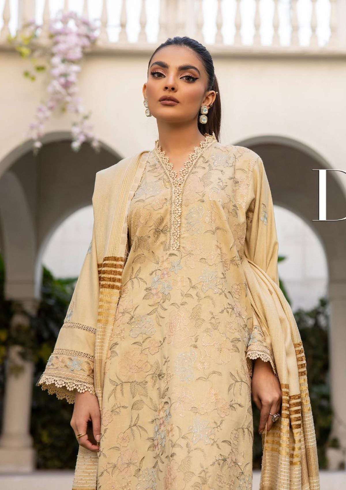 Khoobsurat Riwayat Emb Peach Leather'23 R-400 - Mohsin Saeed Fabrics