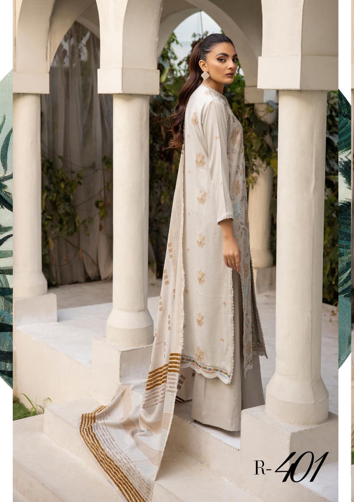 Khoobsurat Riwayat Emb Peach Leather'23 R-401 - Mohsin Saeed Fabrics