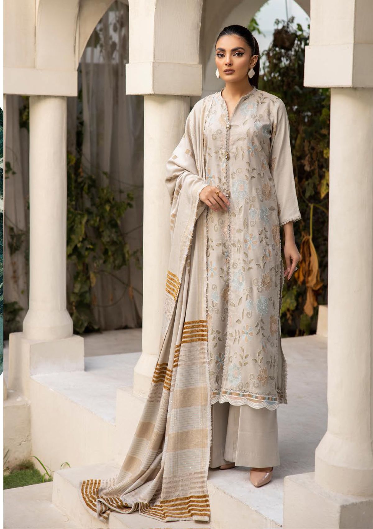 Khoobsurat Riwayat Emb Peach Leather'23 R-401 - Mohsin Saeed Fabrics