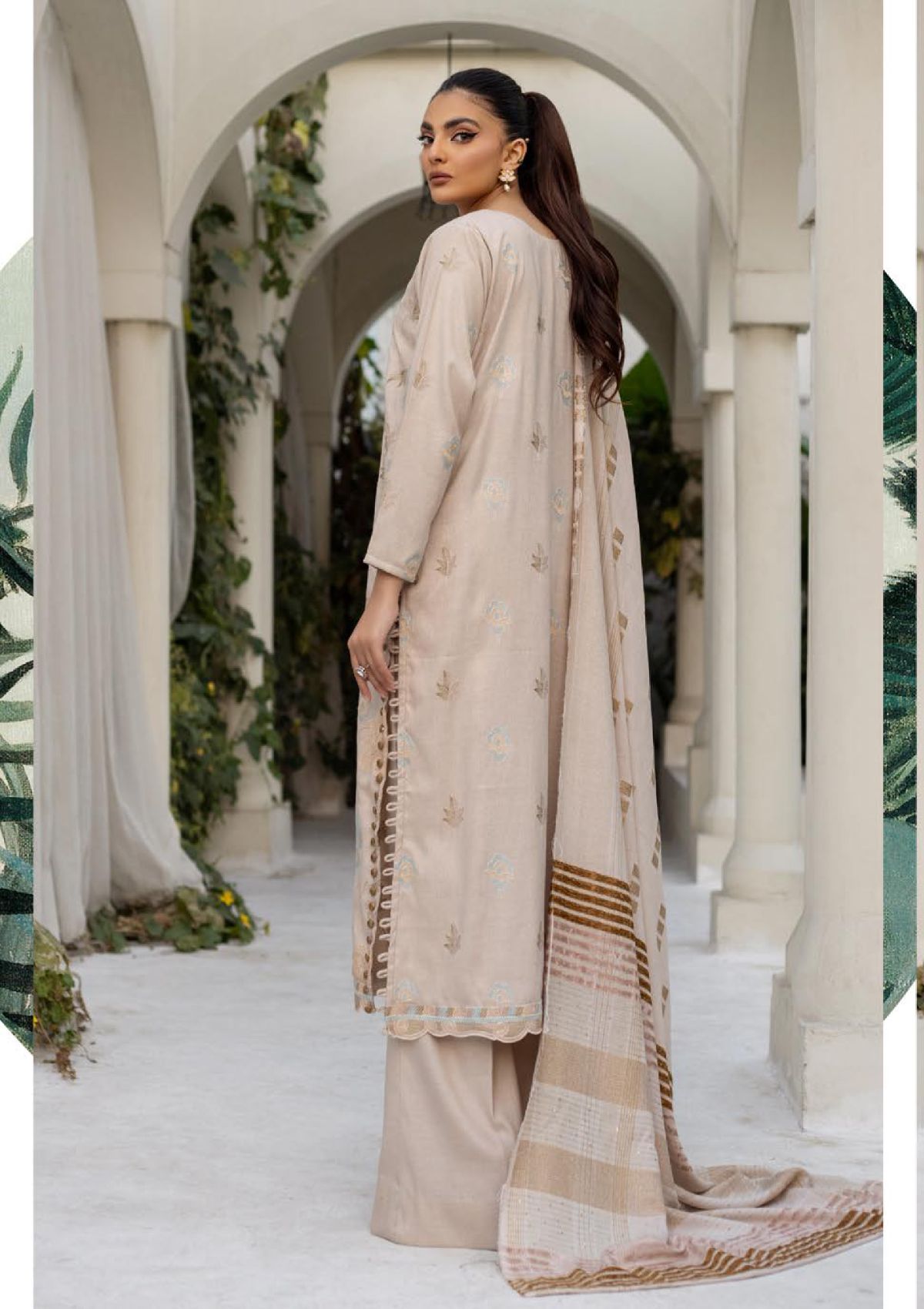 Khoobsurat Riwayat Emb Peach Leather'23 R-403 - Mohsin Saeed Fabrics