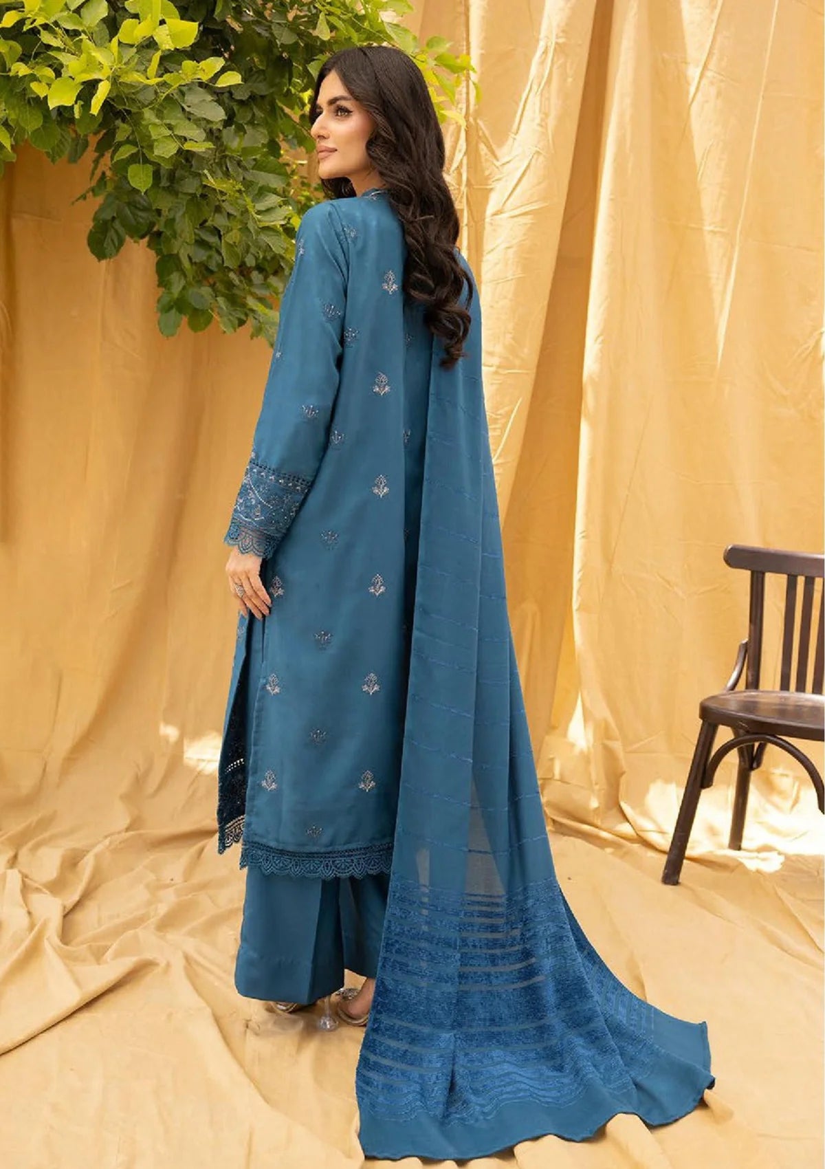 Riwayat Emb Leather Peach'23 R-03 - Mohsin Saeed Fabrics