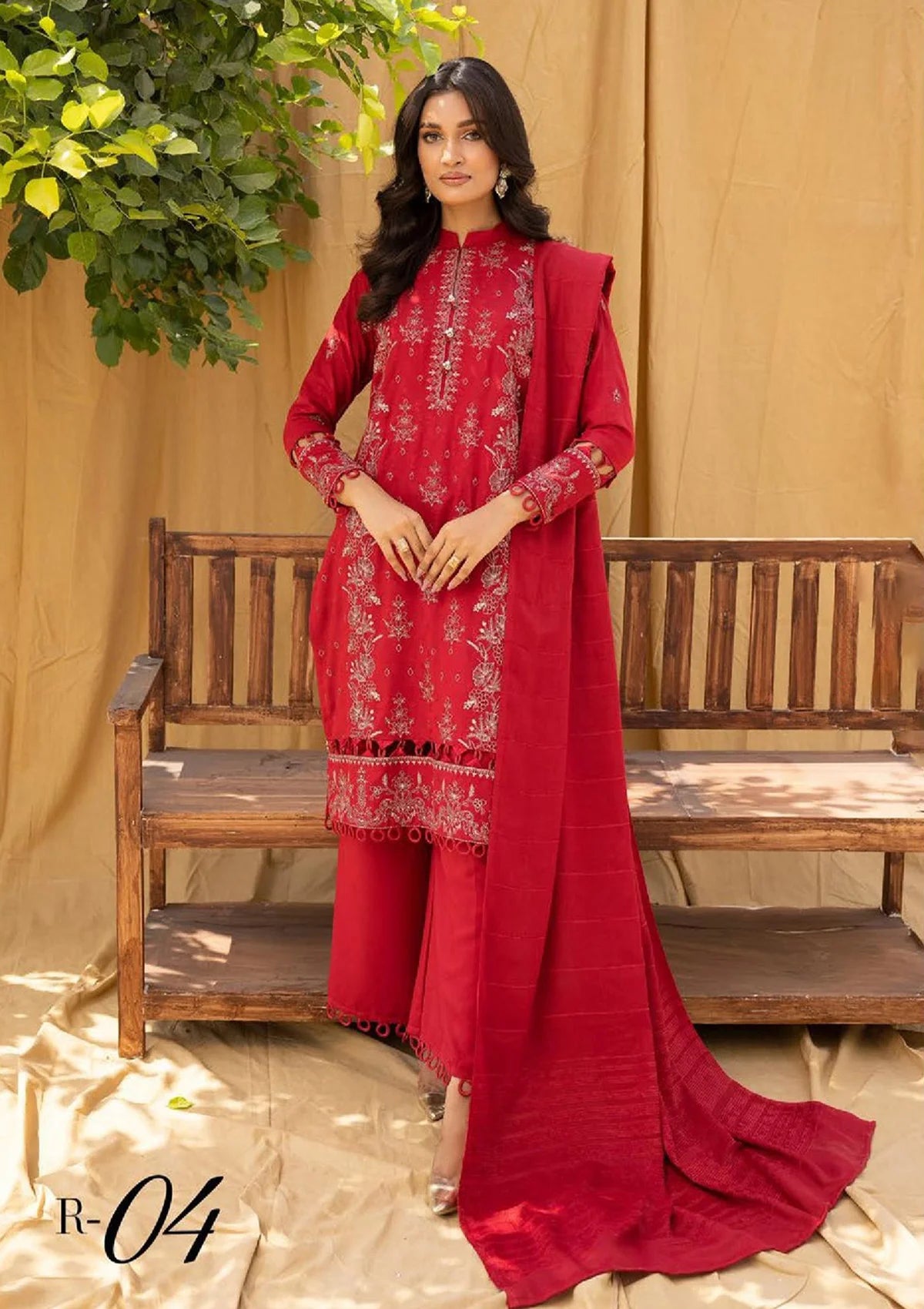Riwayat Emb Leather Peach'23 R-04 - Mohsin Saeed Fabrics