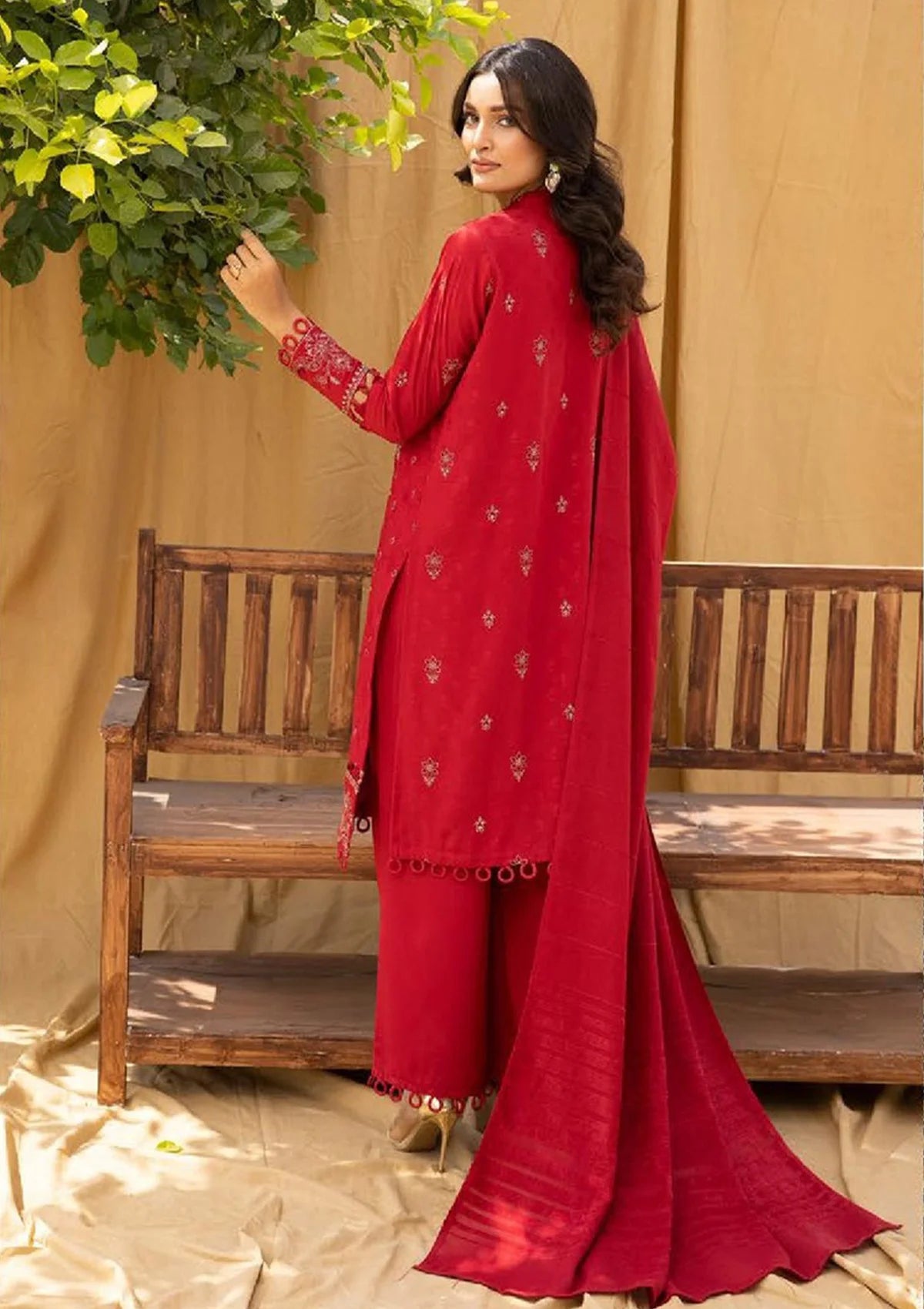 Riwayat Emb Leather Peach'23 R-04 - Mohsin Saeed Fabrics