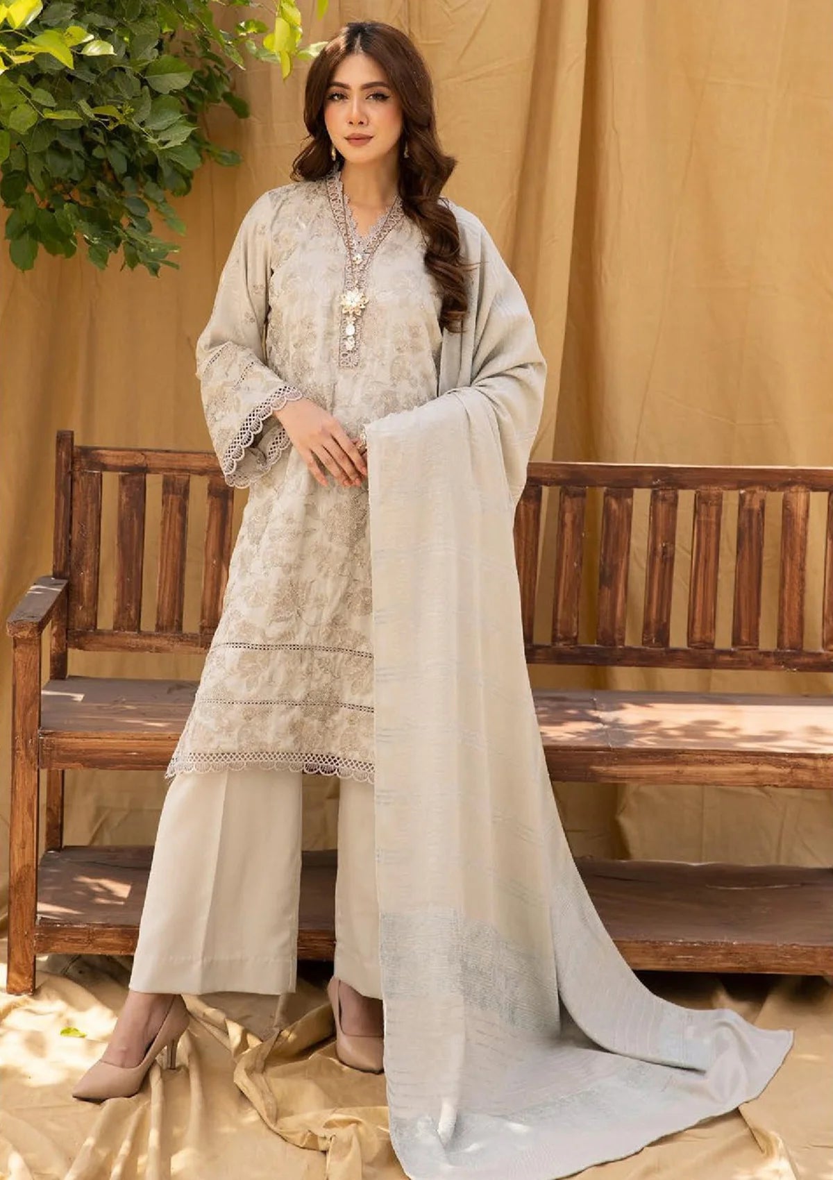 Riwayat Emb Leather Peach'23 R-06 - Mohsin Saeed Fabrics