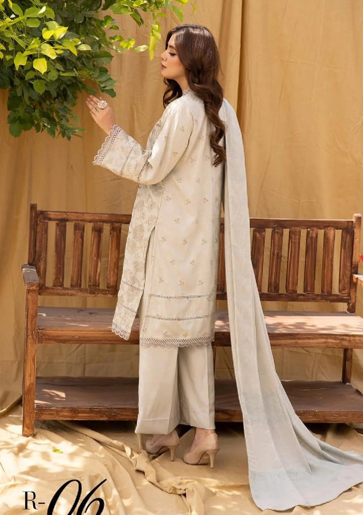 Riwayat Emb Leather Peach'23 R-06 - Mohsin Saeed Fabrics