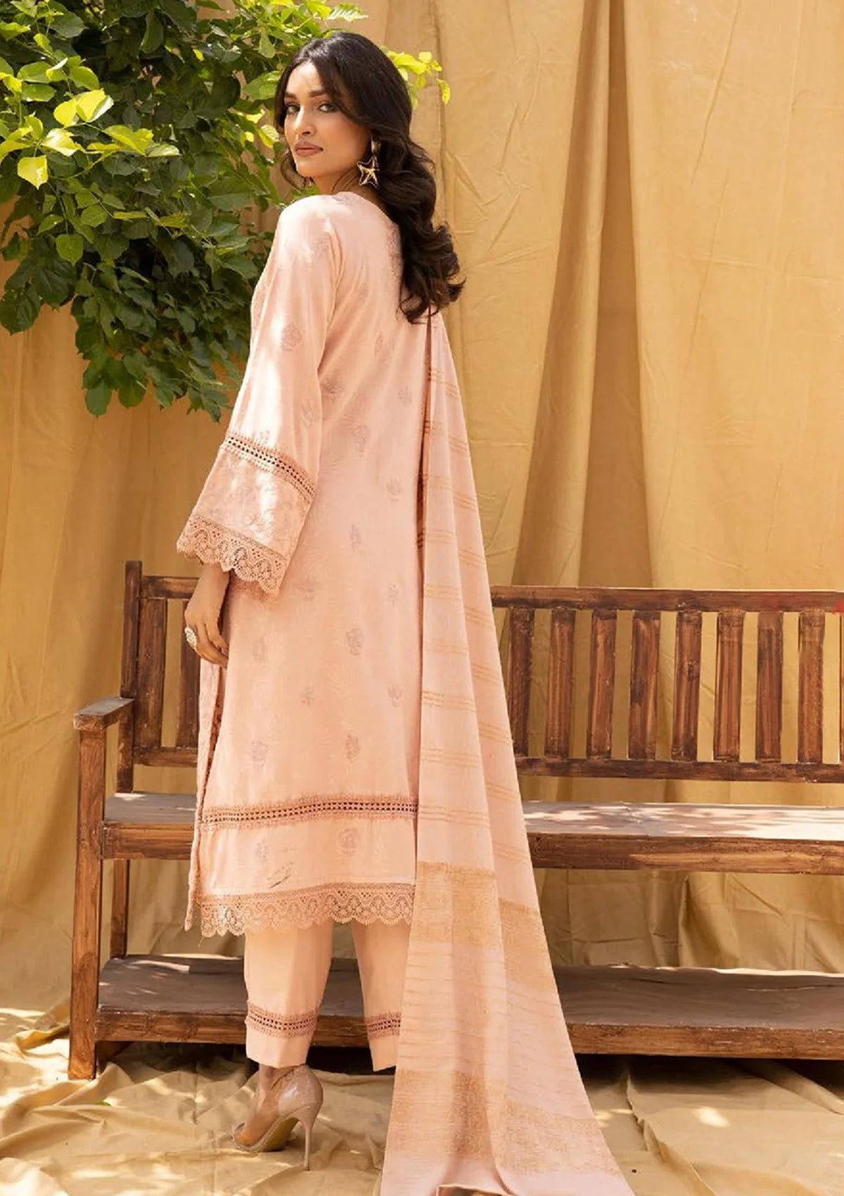 Riwayat Emb Leather Peach'23 R-07 - Mohsin Saeed Fabrics