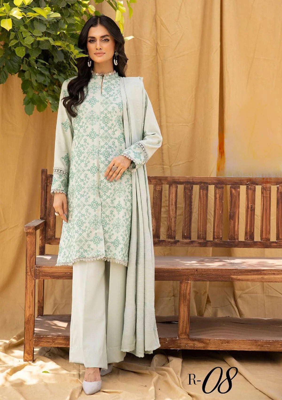 Riwayat Emb Leather Peach'23 R-08 - Mohsin Saeed Fabrics