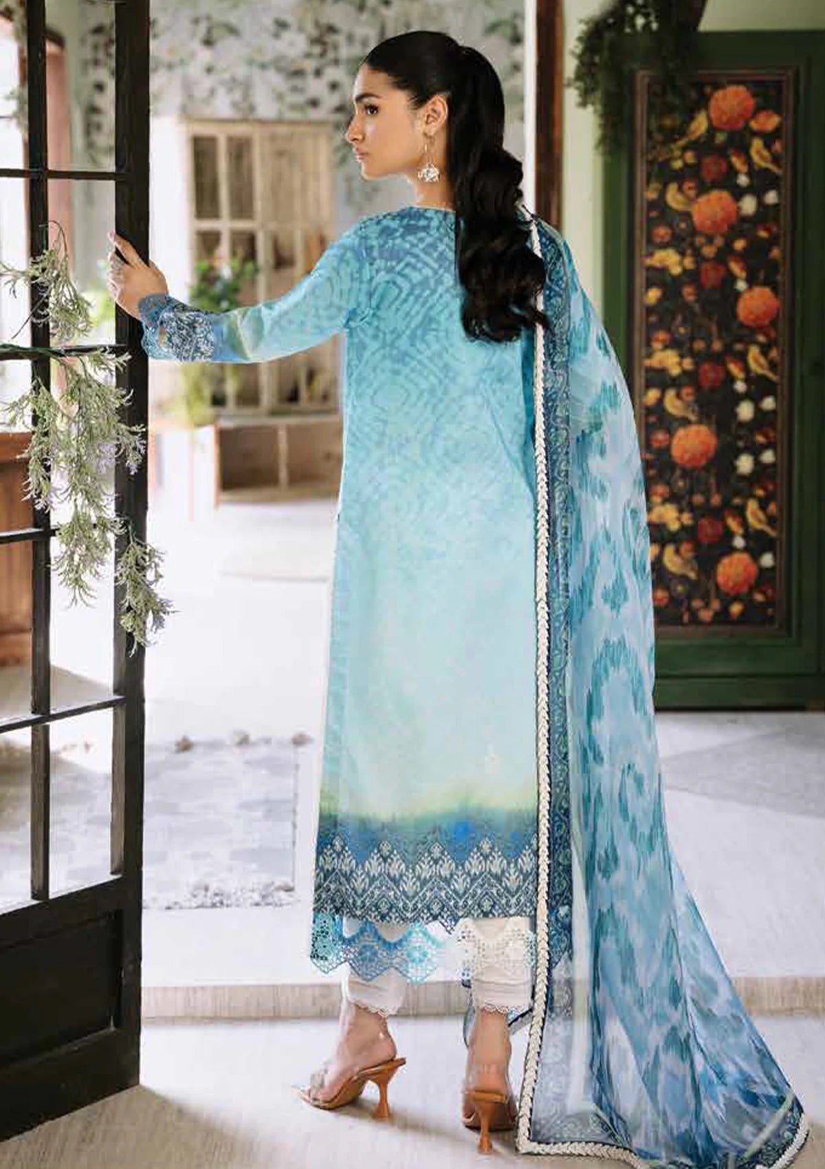 Roheenaz Flora Printed Lawn'24 RNP-01B-AZURE - Mohsin Saeed Fabrics