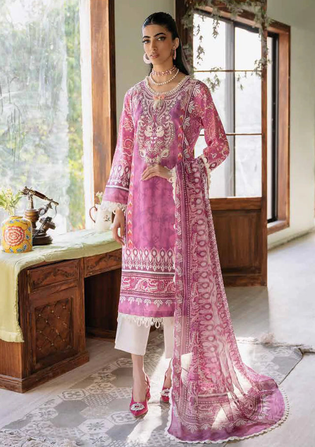 Roheenaz Flora Printed Lawn'24 RNP-02A-AMARANTH - Mohsin Saeed Fabrics