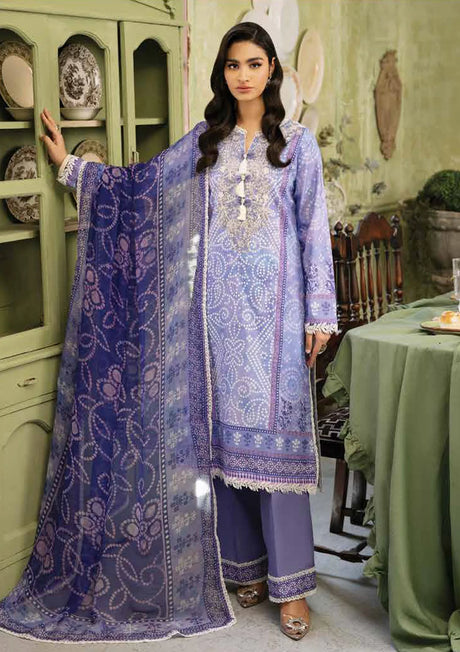 Roheenaz Flora Printed Lawn'24 RNP-03A-CELESTIA - Mohsin Saeed Fabrics