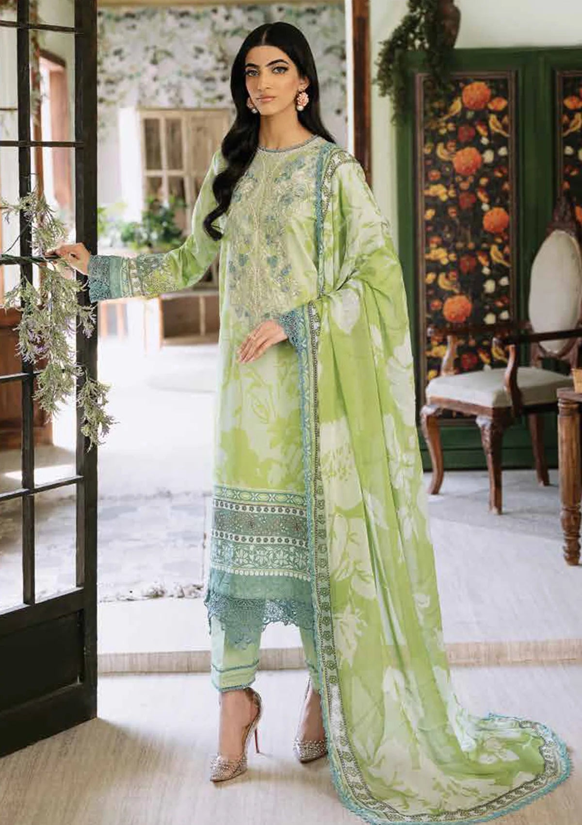 Roheenaz Flora Printed Lawn'24 RNP-05B-EUPHORIA - Mohsin Saeed Fabrics