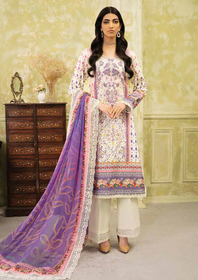 Roheenaz Flora Printed Lawn'24 RNP-06B-EVANGELINE - Mohsin Saeed Fabrics