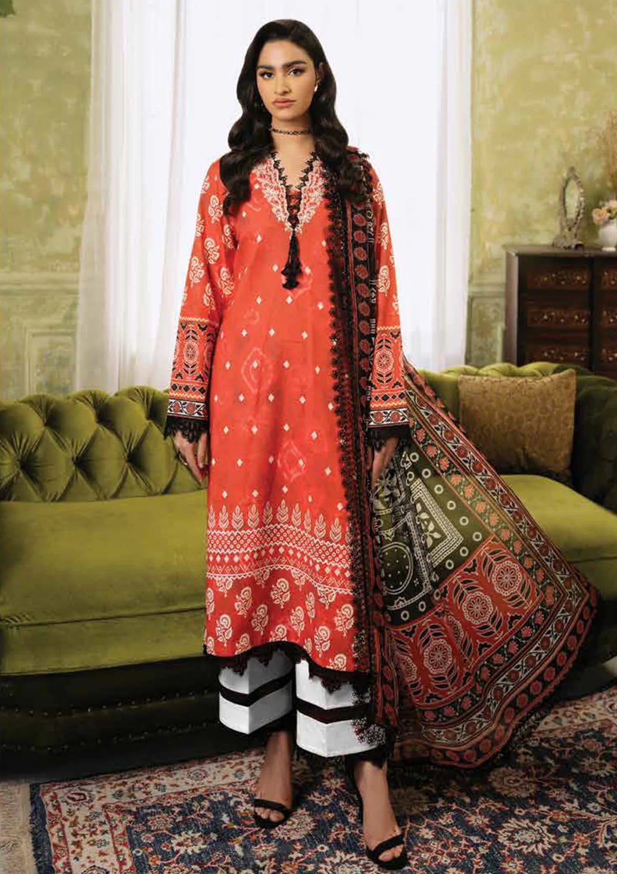 Roheenaz Flora Printed Lawn'24 RNP-08A-SOLSTICE - Mohsin Saeed Fabrics
