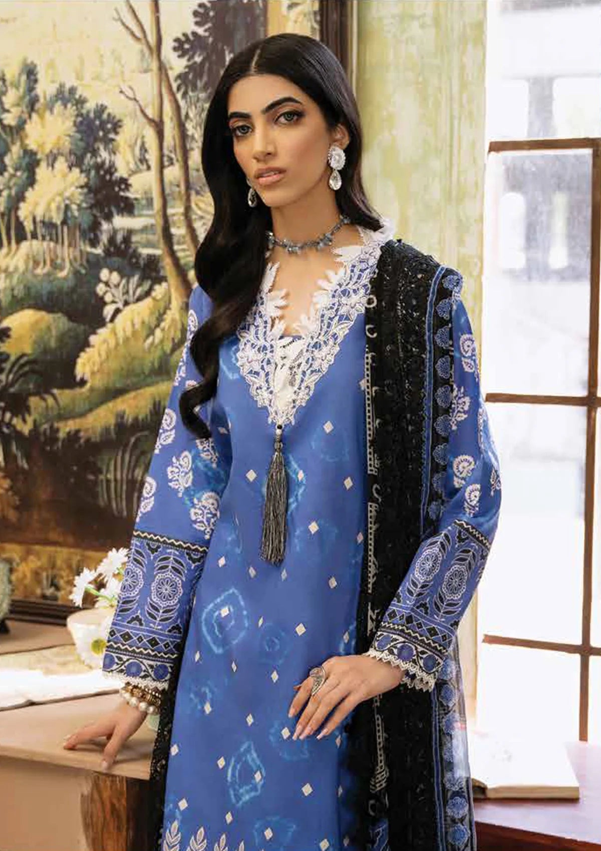Roheenaz Flora Printed Lawn'24 RNP-08B-EMBER - Mohsin Saeed Fabrics