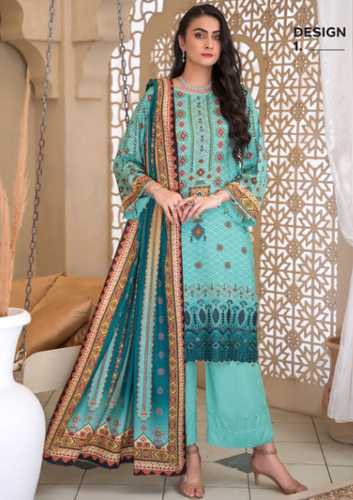 Rosaliana Slub Chikankari By MTF'23 D-01 - Mohsin Saeed Fabrics