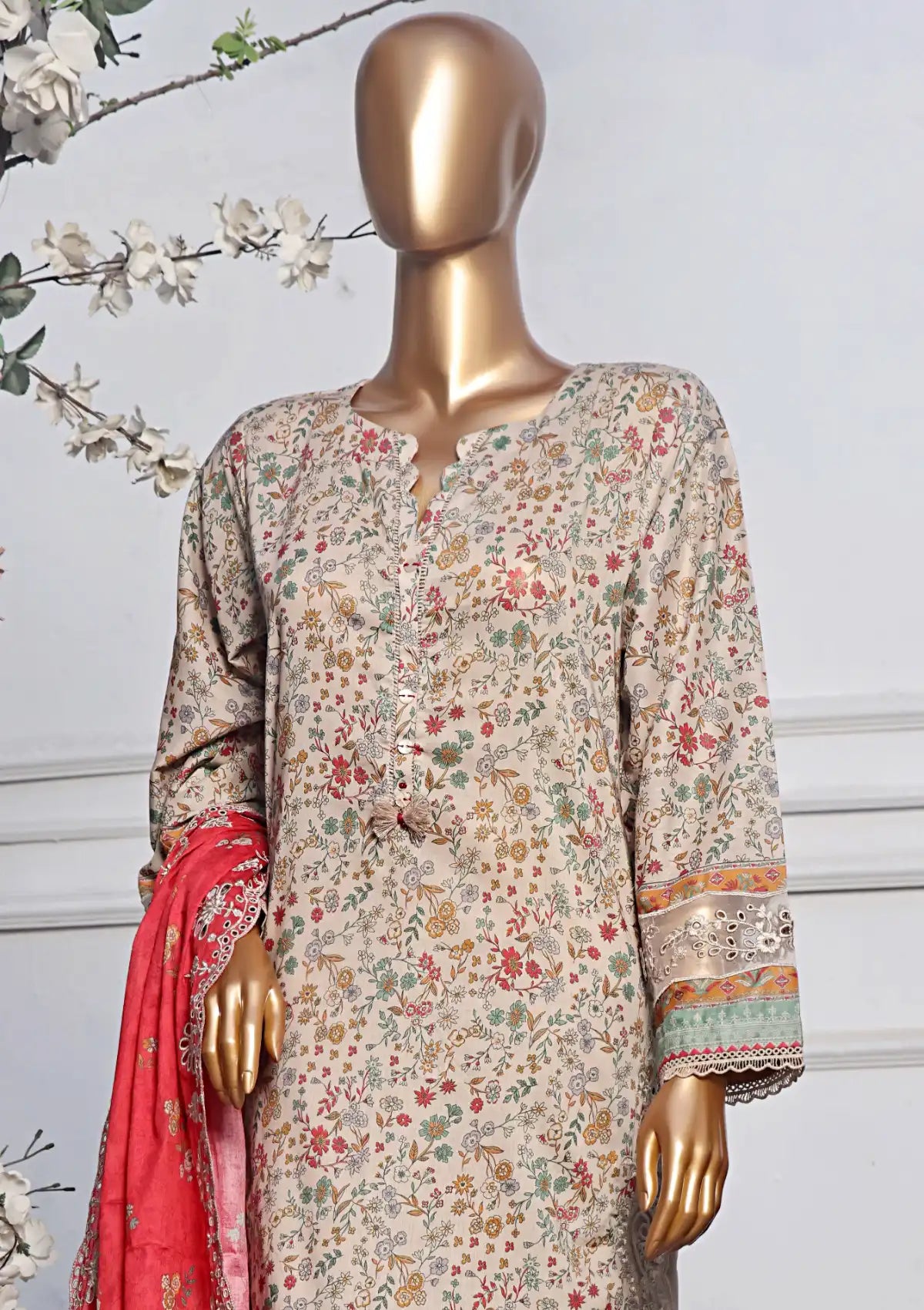 Sadabahar Cutwork Pret Lawn'24 Vol-01 D-07 - Mohsin Saeed Fabrics