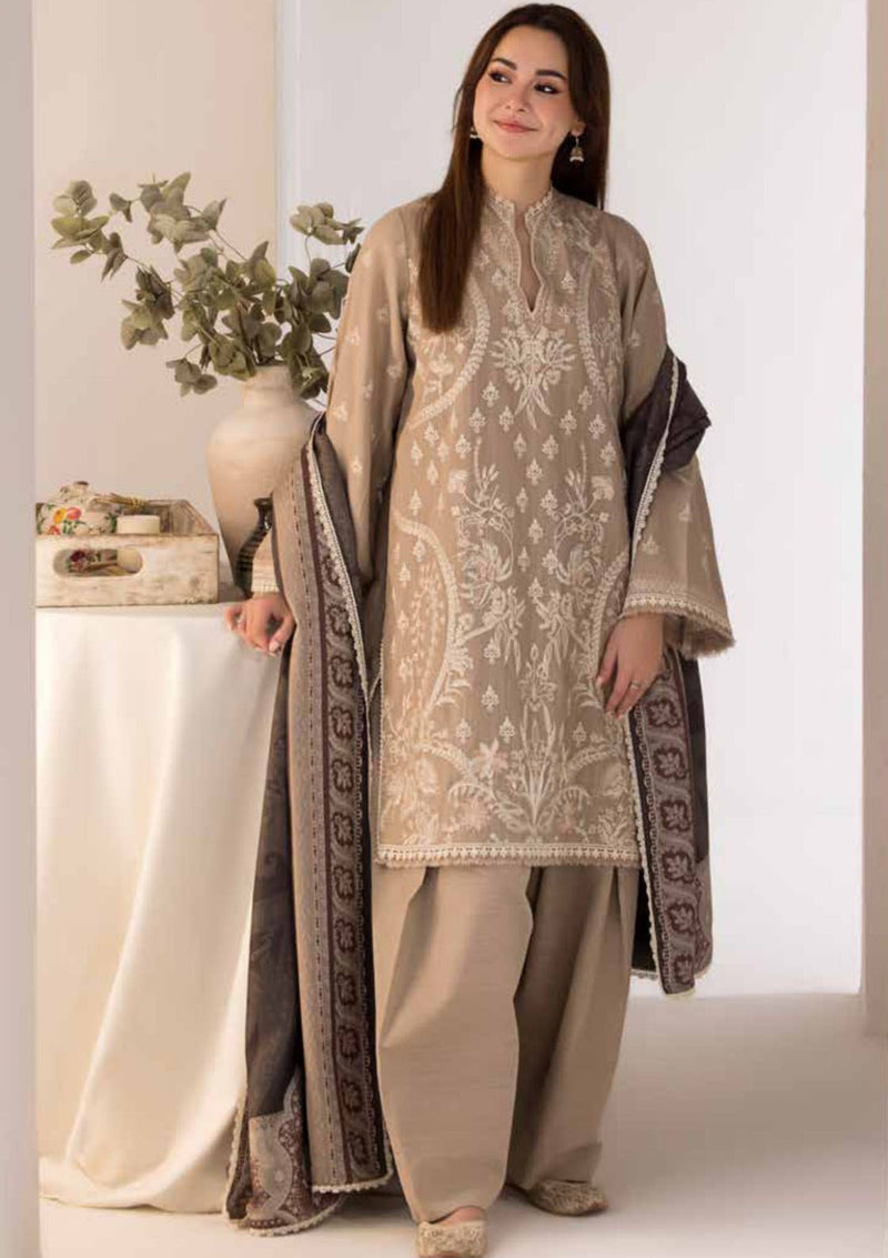 Embroidered Khaddar Front shirt and Embroidered Marina Twill Shawl from Sobia Nazir Winter Shawl'24 D-4A
