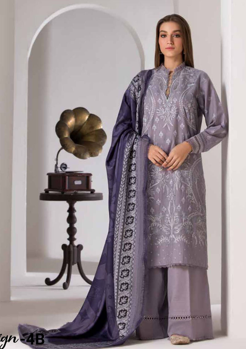 Embroidered Khaddar Front and Embroidered Marina Twill Shawl from Sobia Nazir Winter Shawl'24 D-4B
