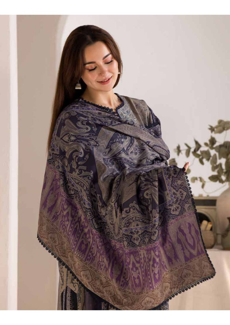 Beautiful Embroidered Marina Twill Shawl from Sobia Nazir Winter Shawl'24 collection.